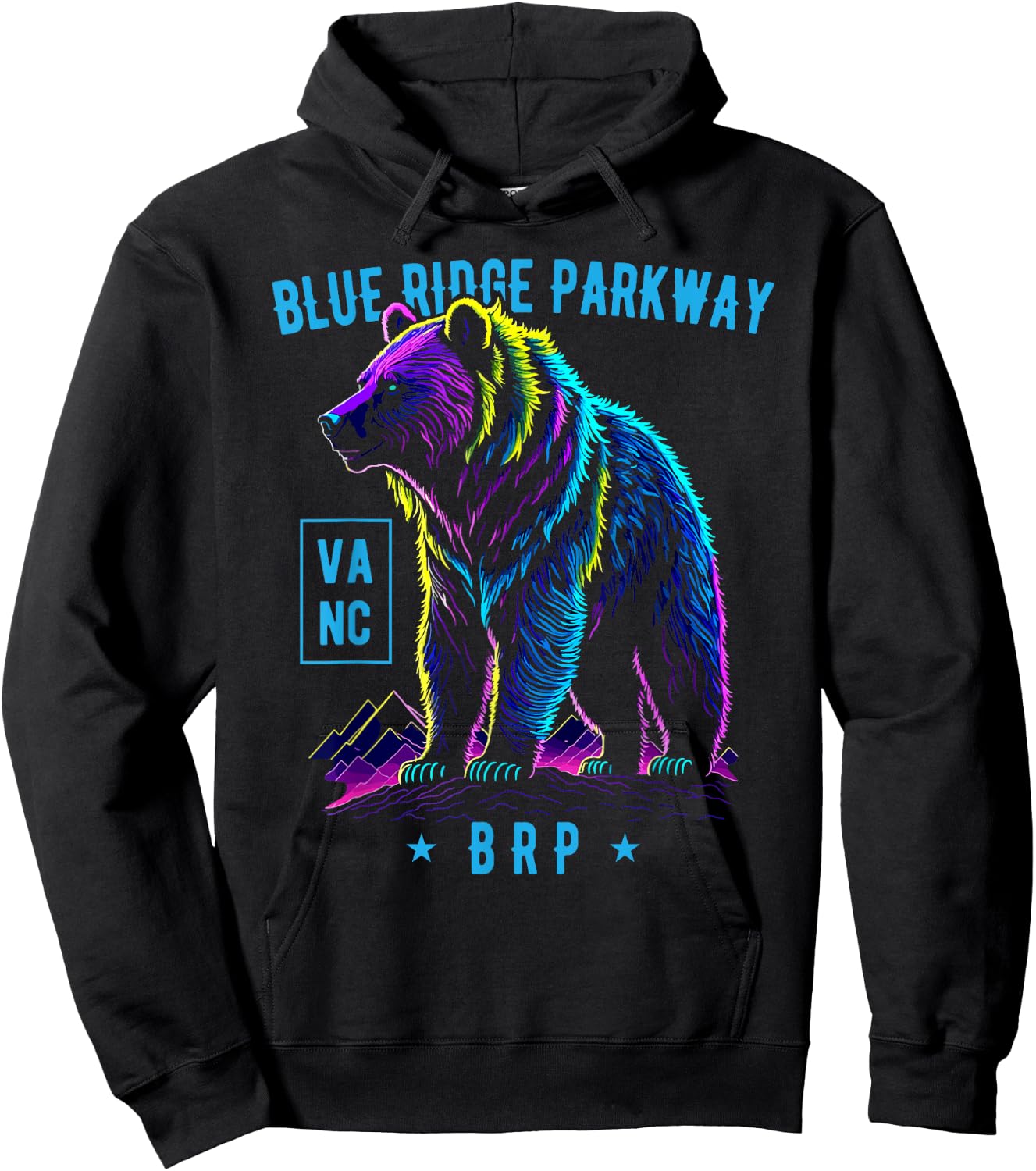 Blue Ridge Parkway NC VA BRP Bear Design Hoodie - Hoodie | Black