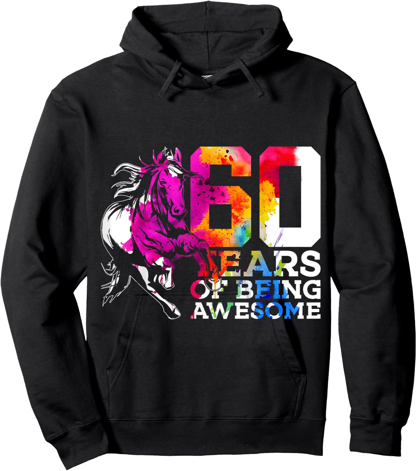Horse 60 Years of Being Awesome Riding 60th Birthday Hoodie - Hoodie | Black