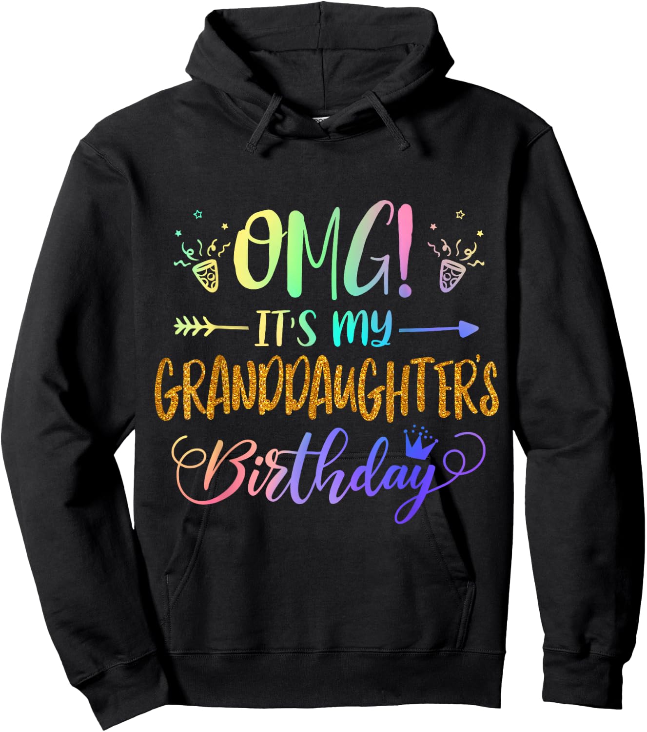 OMG It's My Granddaughter's Birthday Tie Dye Grandparent Hoodie - Hoodie | Black