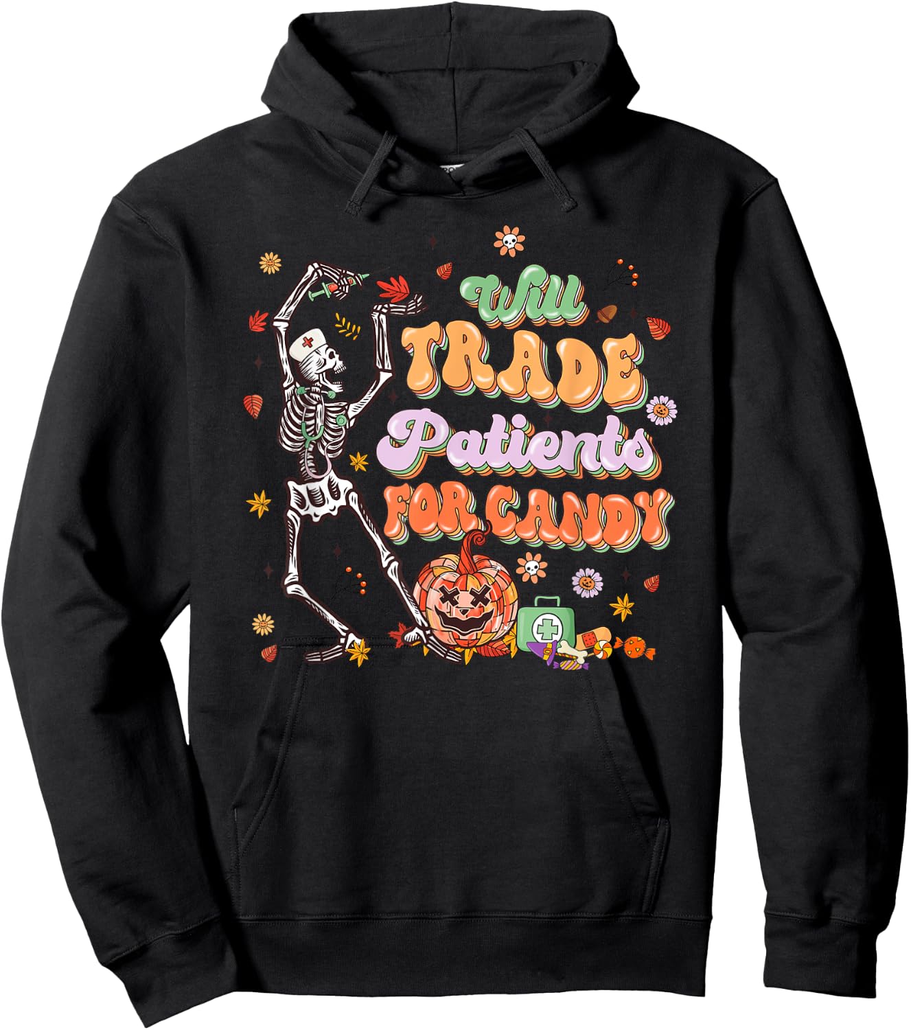 Will Trade Patients For Candy Nurse Halloween Hoodie - Hoodie | Black