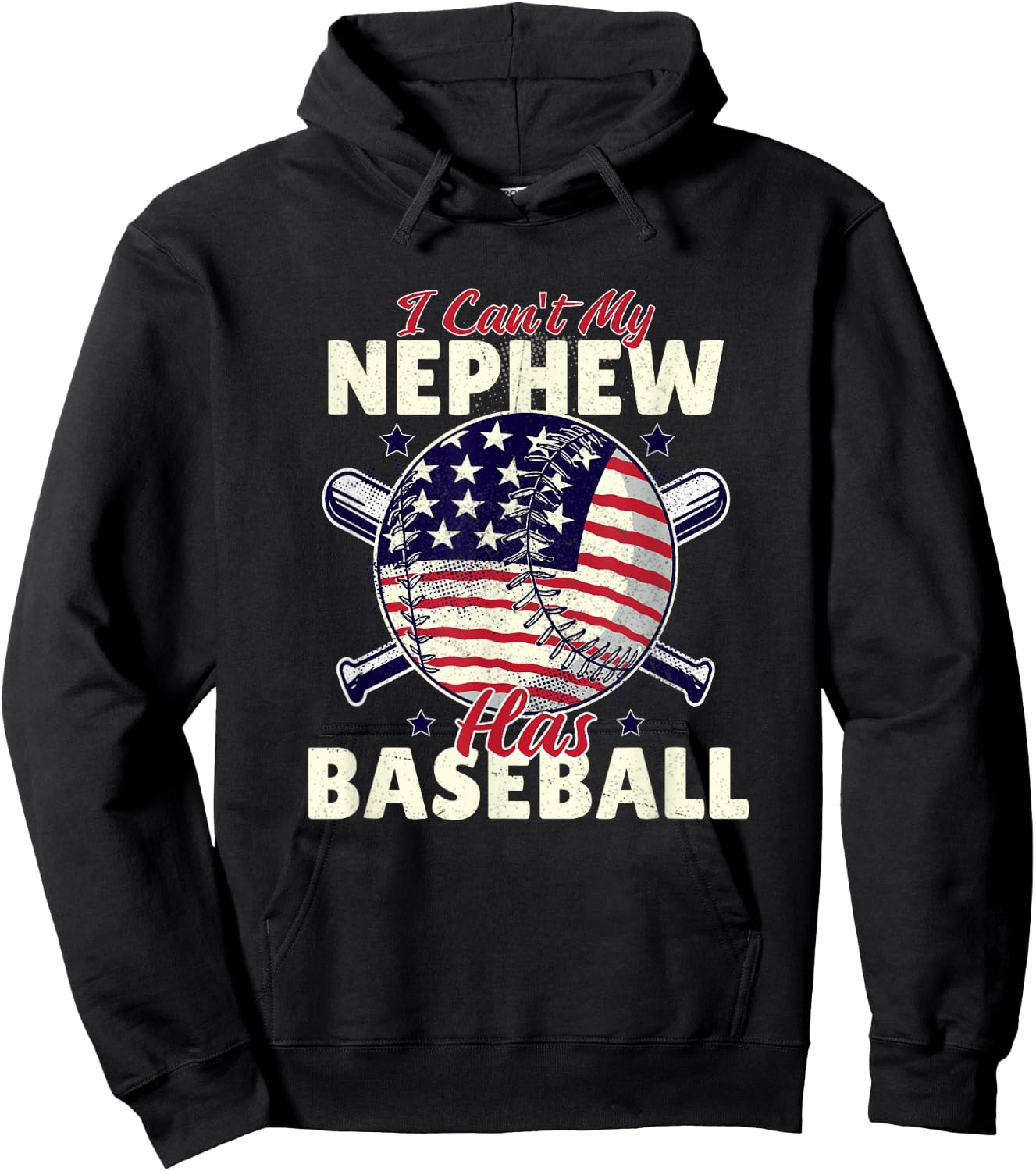 I Can’t My Nephew Has Baseball Game Family Matching Hoodie - Hoodie | Black