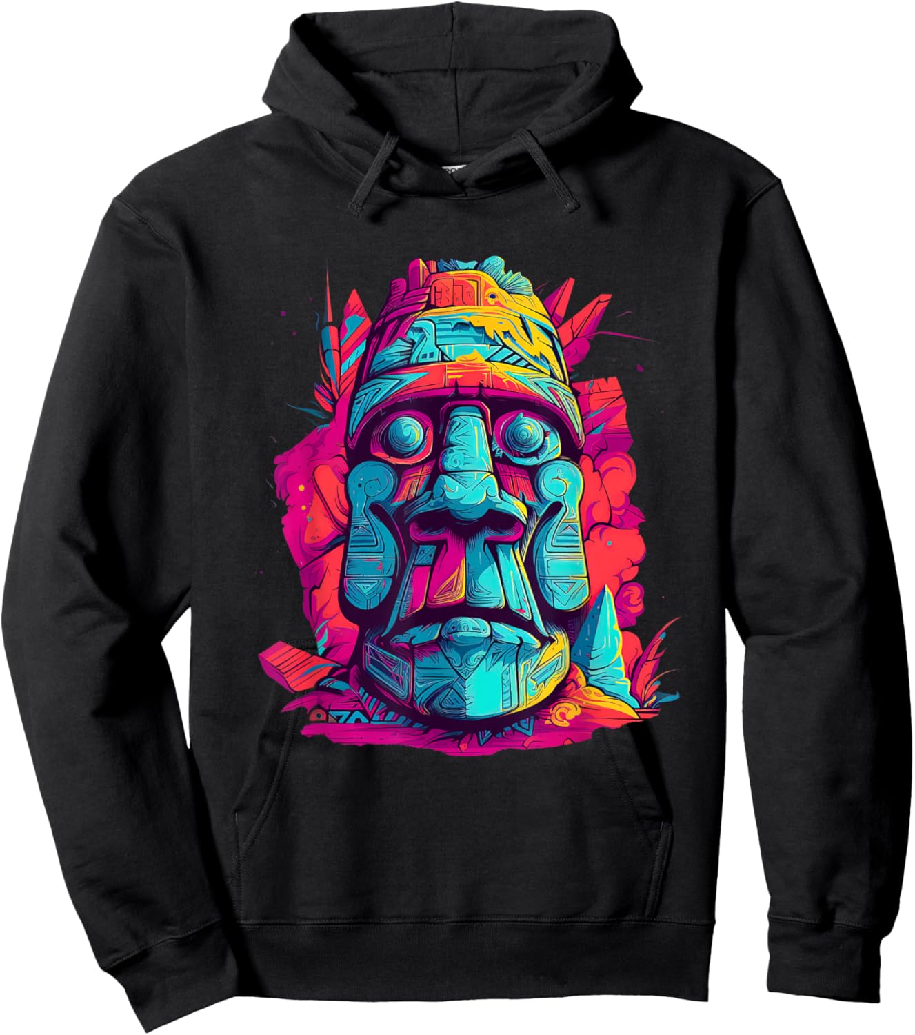 Moai Island Colourful Art Usa Us Native American Hoodie - Hoodie | Black