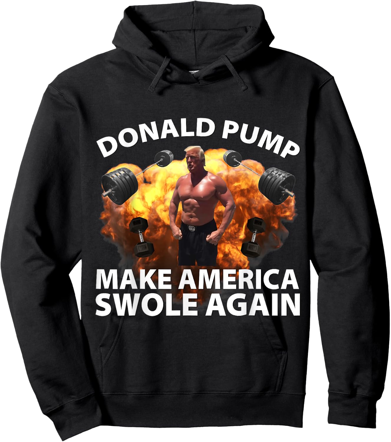Donald Pump Swole America Trump Weight Lifting Gym Fitness Hoodie - Hoodie | Black