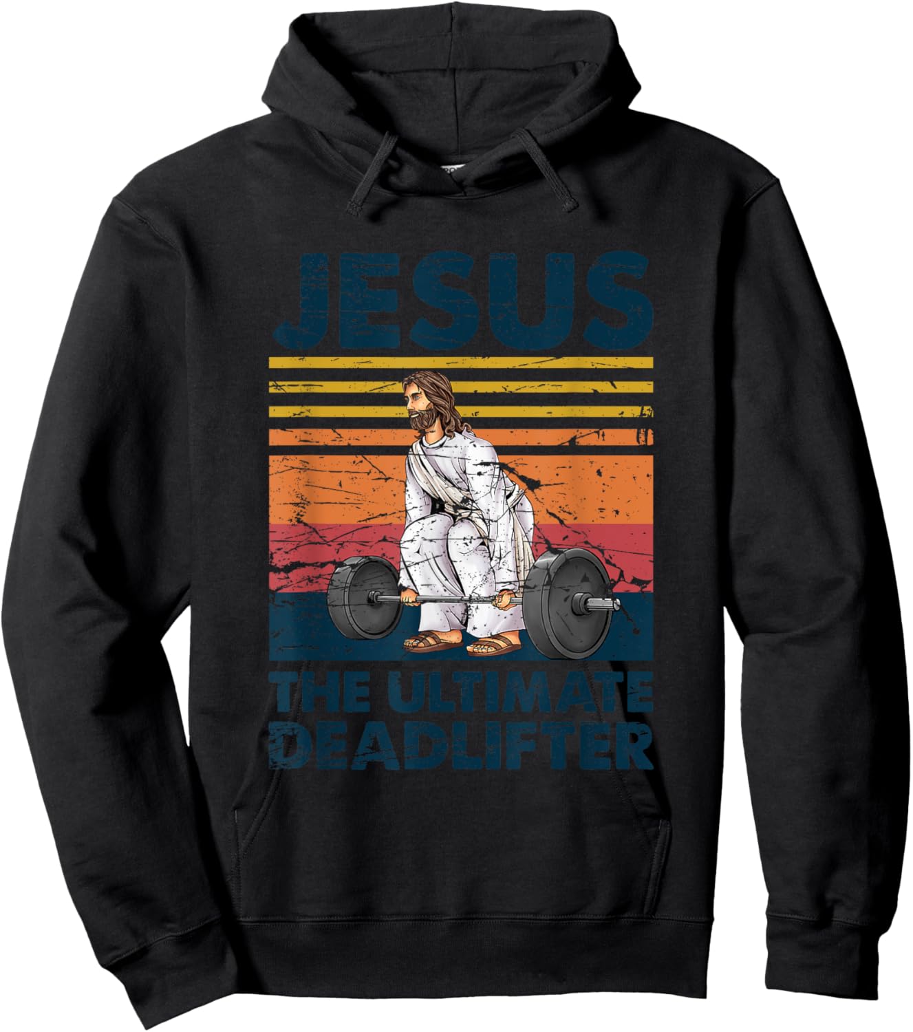 Funny Christian Gym Vintage Jesus The Ultimate Deadlifter Hoodie - Hoodie | Black