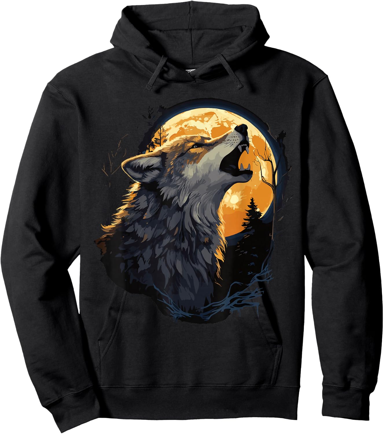 Three Wolves 3 Wolf Howling At The Moon Wild Animal Hoodie - Hoodie | Black
