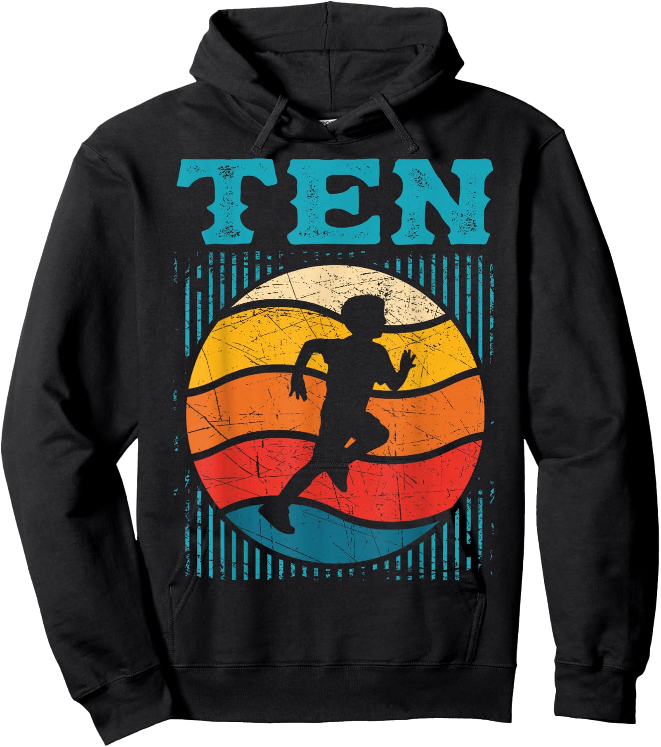 10th Birthday Retro Runner Jogging 10 Year Old Boys Kids Hoodie - Hoodie | Black