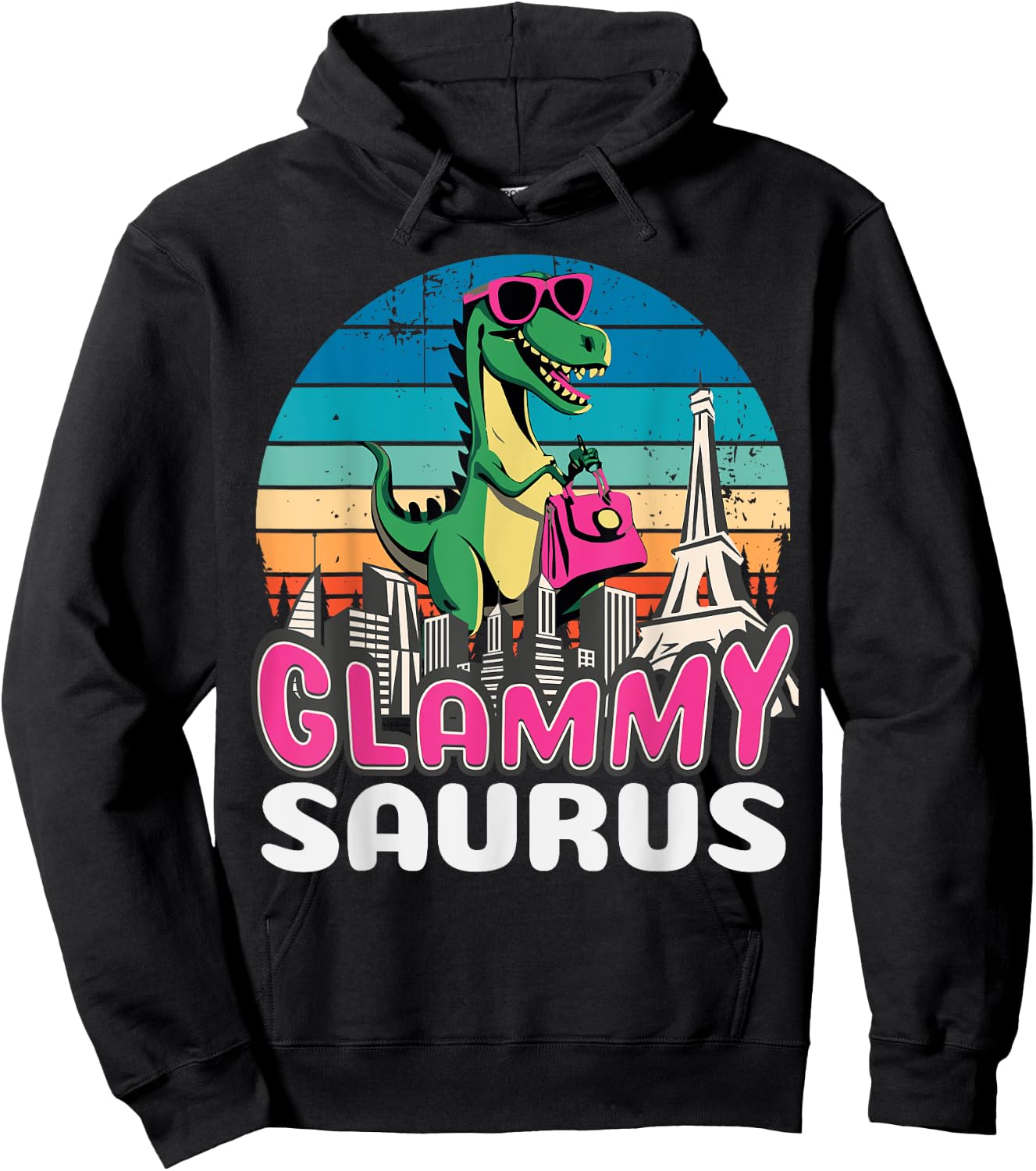 Glammysaurus T Rex Dinosaur Glammy Saurus Family Hoodie - Hoodie | Black