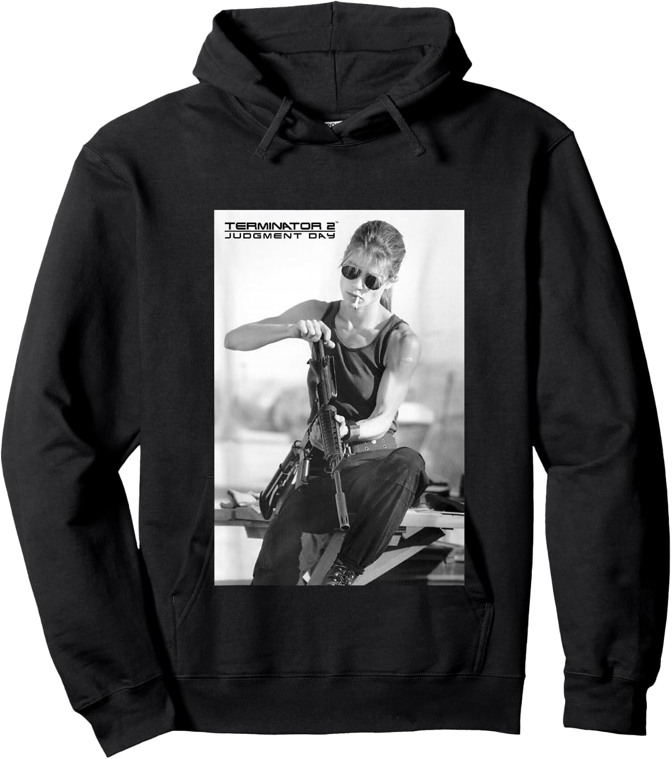 Terminator 2 Sarah Connor Rifle Reload Hoodie - Hoodie | Black