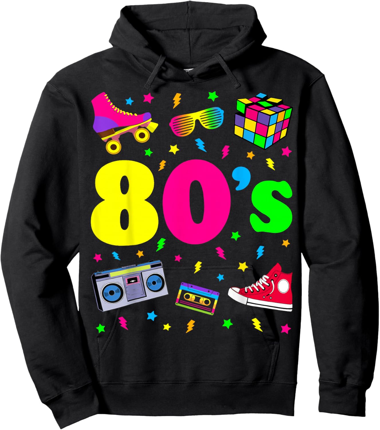 Retro Gifts Vintage 80s Costume Shirts - I Love The 80s - -Adults and Kids - Black - Small - - Short Sleeve - Party - Machine Wash Hoodie - Hoodie | Black