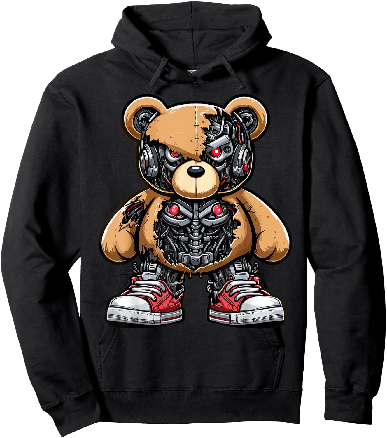 Cool Cyborg Exoskeleton Animatronic Bear, Hip Hop, Boys Hoodie - Hoodie | Black