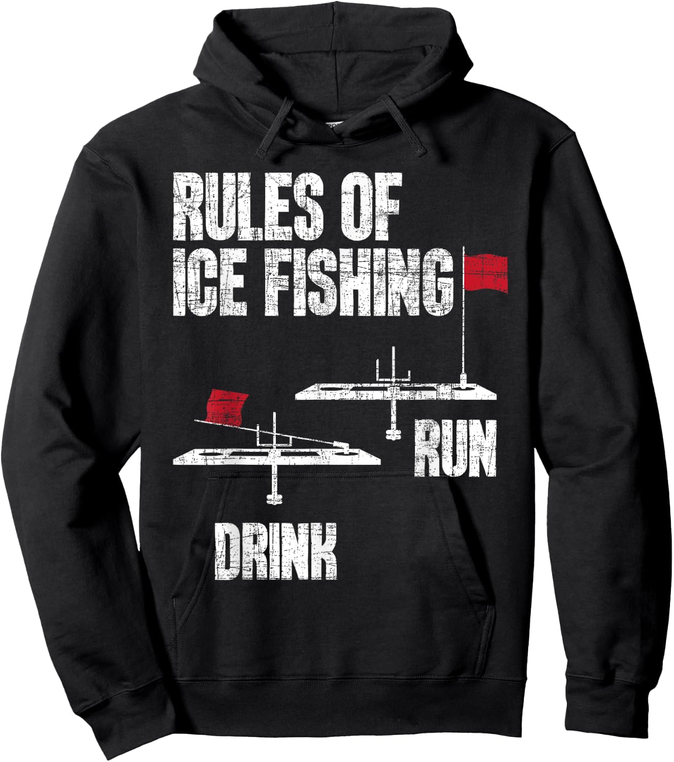 Rules Of Ice Fishing - Ice Fisher Fisherman Fishing Hoodie - Hoodie | Black