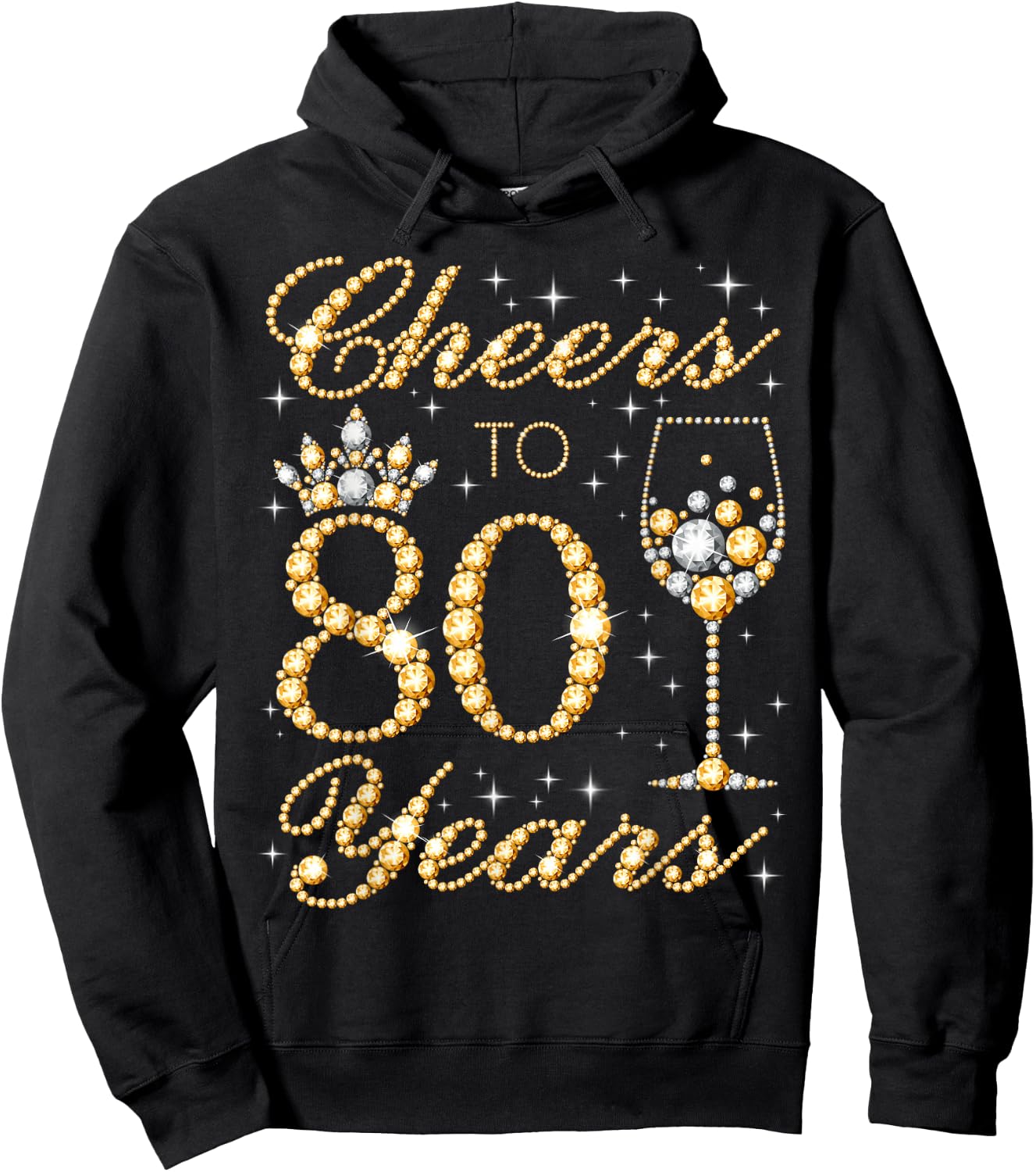 Cheers to 80 Years, 80th Queen's Birthday, 80 Years Old Hoodie - Hoodie | Black