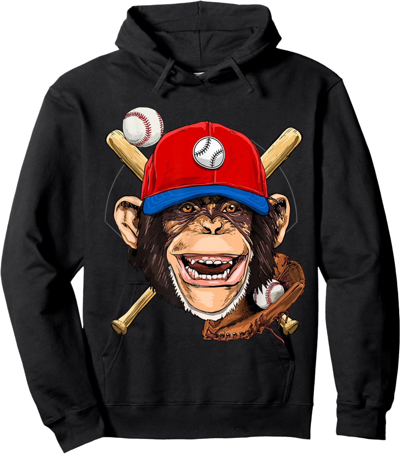 Monkey Baseball Monkey Lovers Baseball Player Hoodie - Hoodie | Black
