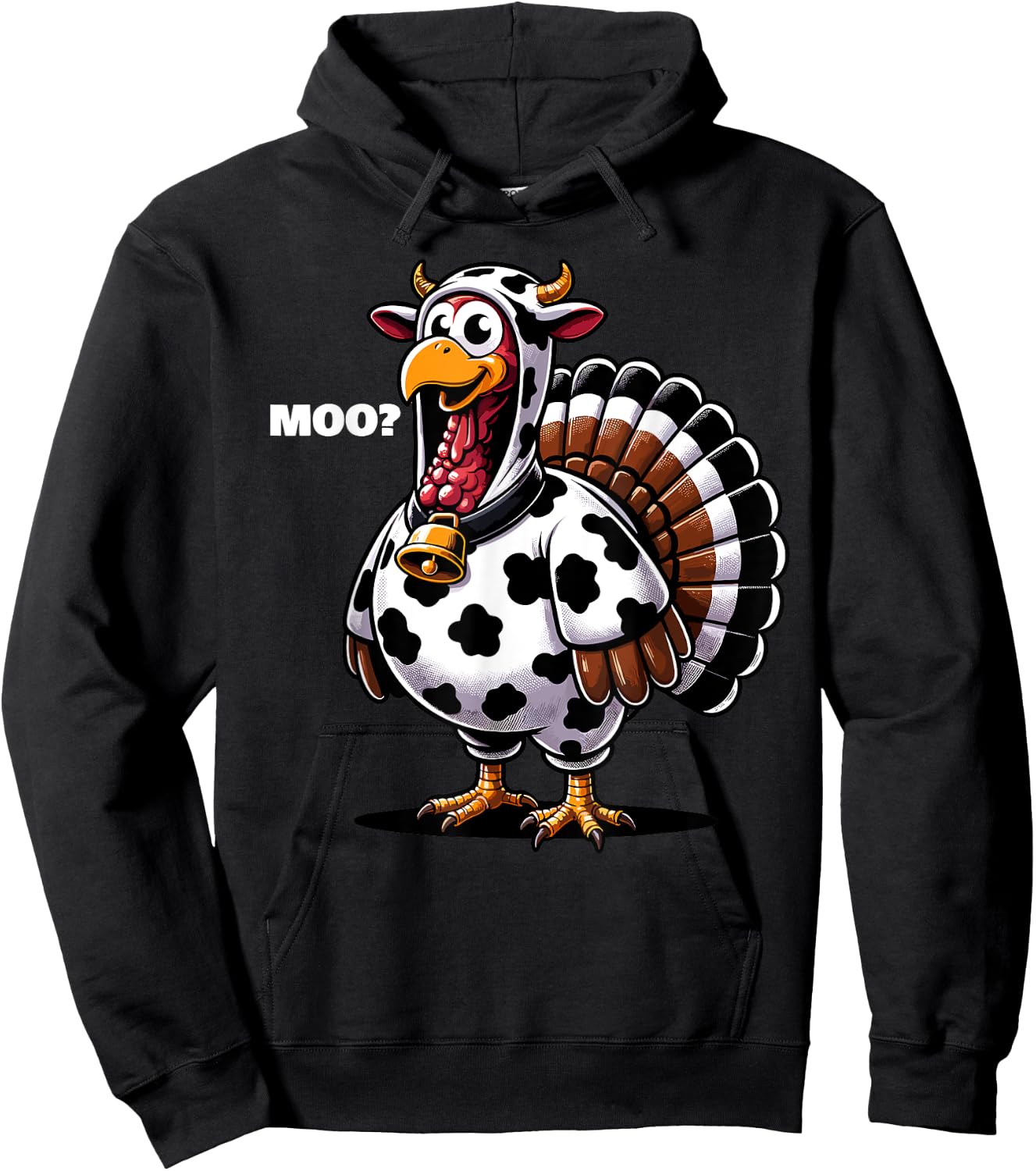 Turkey Moo Funny Thanksgiving Hoodie - Hoodie | Black