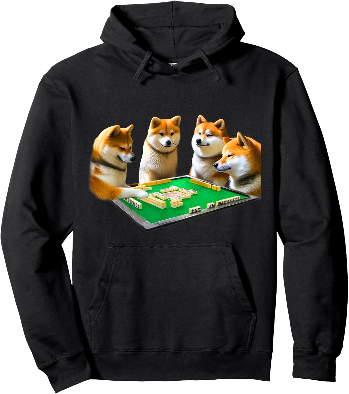 Shiba Inu, Dog, Mahjong, Funny , Dog, Lettered, Men's, Funny, Clothes, Funny Goods, Present, Neta, Jakushi Hoodie - Hoodie | Black