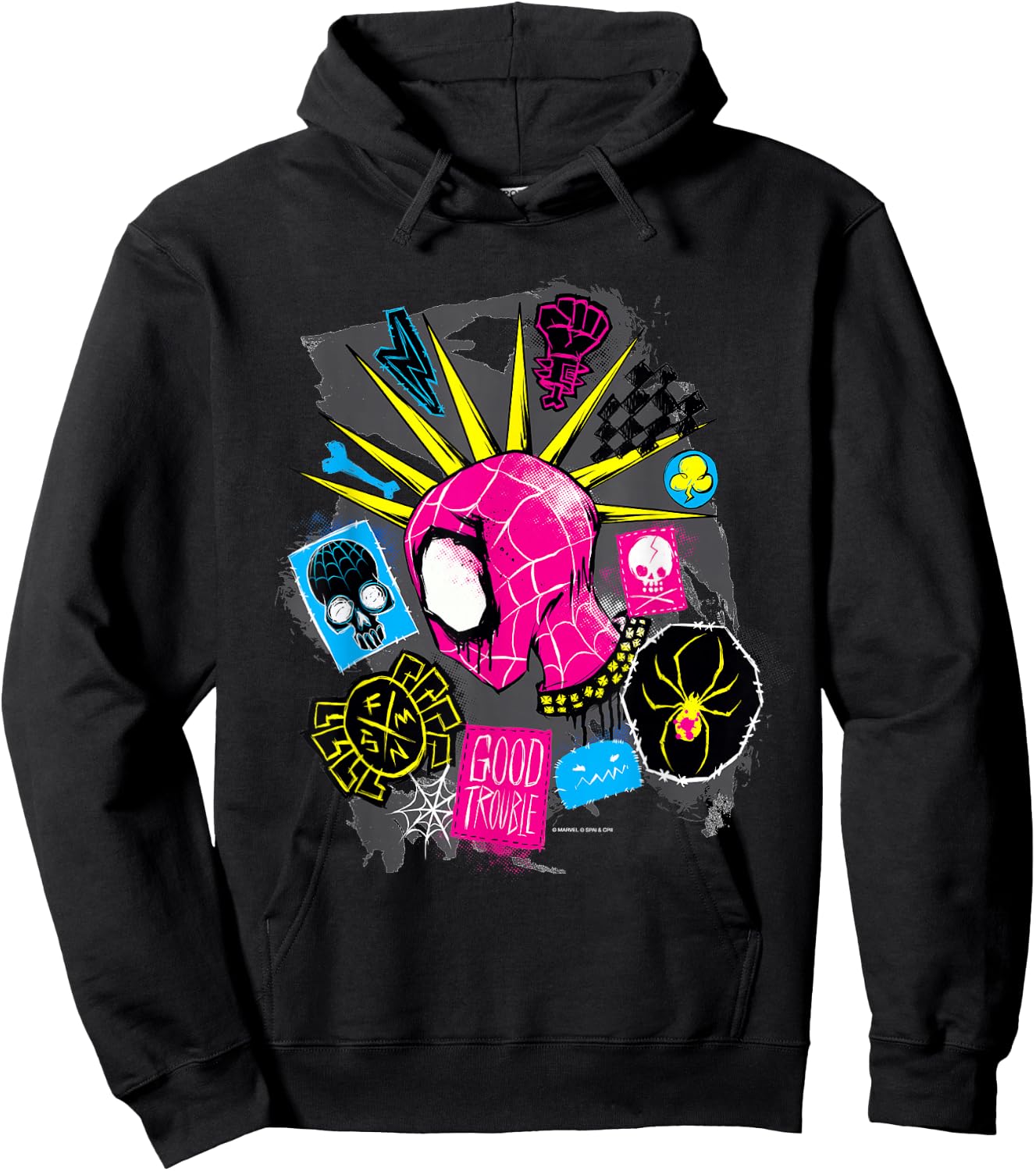 Marvel Spider-Man: Across The Spider-Verse Spider-Punk Head Hoodie - Hoodie | Black