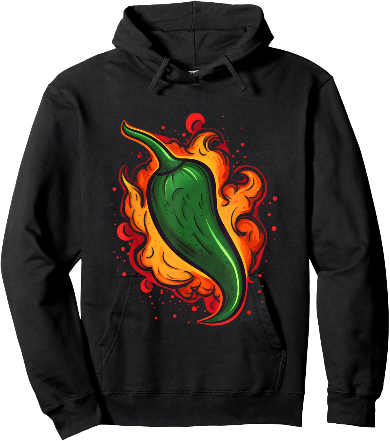 Green Chili Pepper Hot Spicy Food Lovers Fire Mexican Chef Hoodie - Hoodie | Black