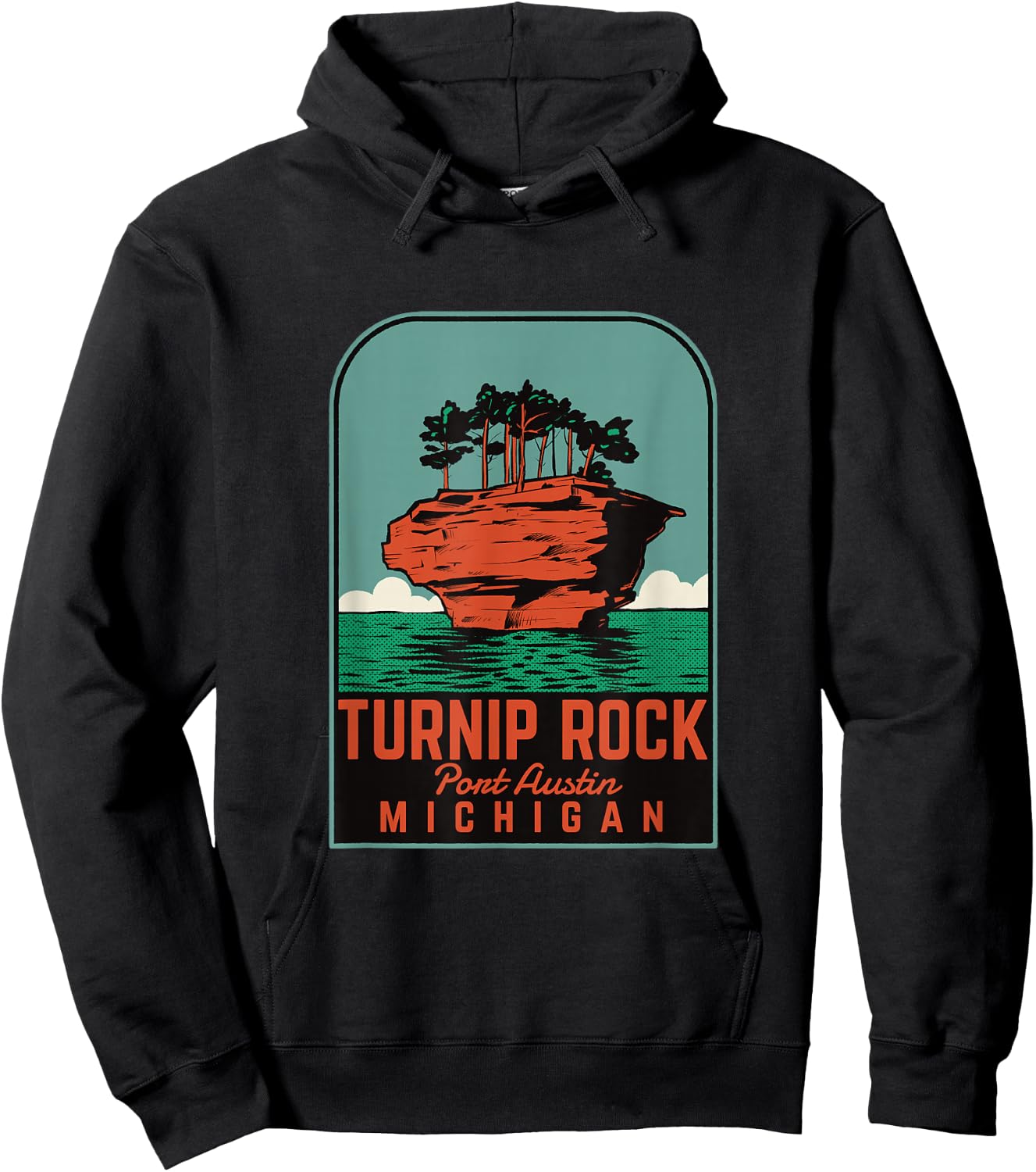 Turnip Rock Michigan Vintage Travel Hoodie - Hoodie | Black