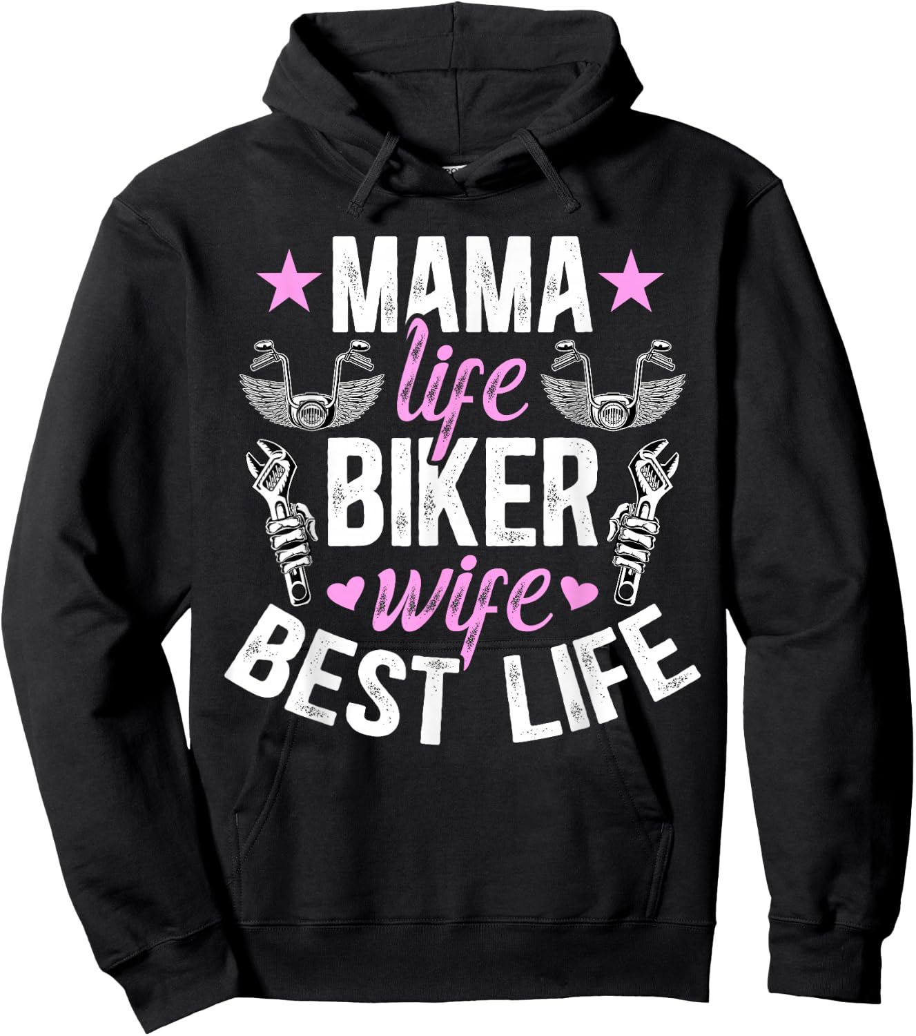 Mama Life Biker Wife Of A Biker Wife Motorcycle Wife Hoodie - Hoodie | Black