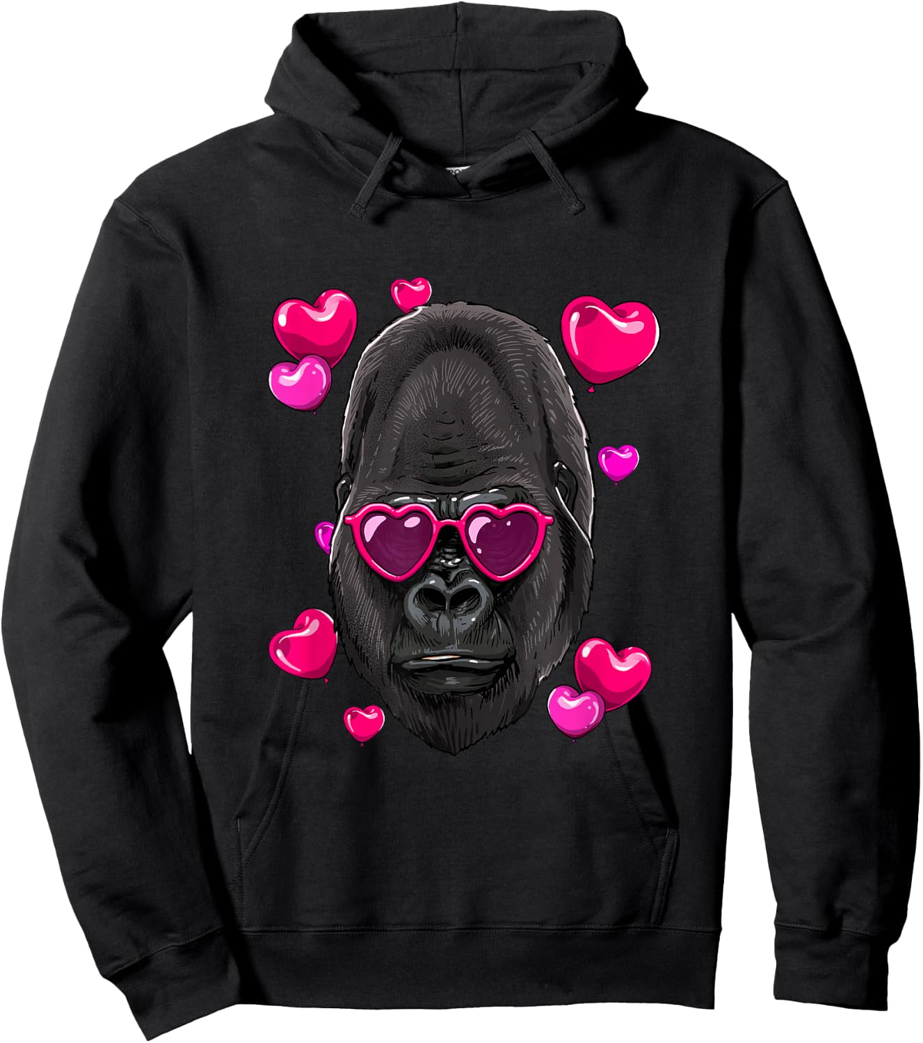 Valentines Day Gorilla Heart Love Couples Ape Monkey Primate Hoodie - Hoodie | Black