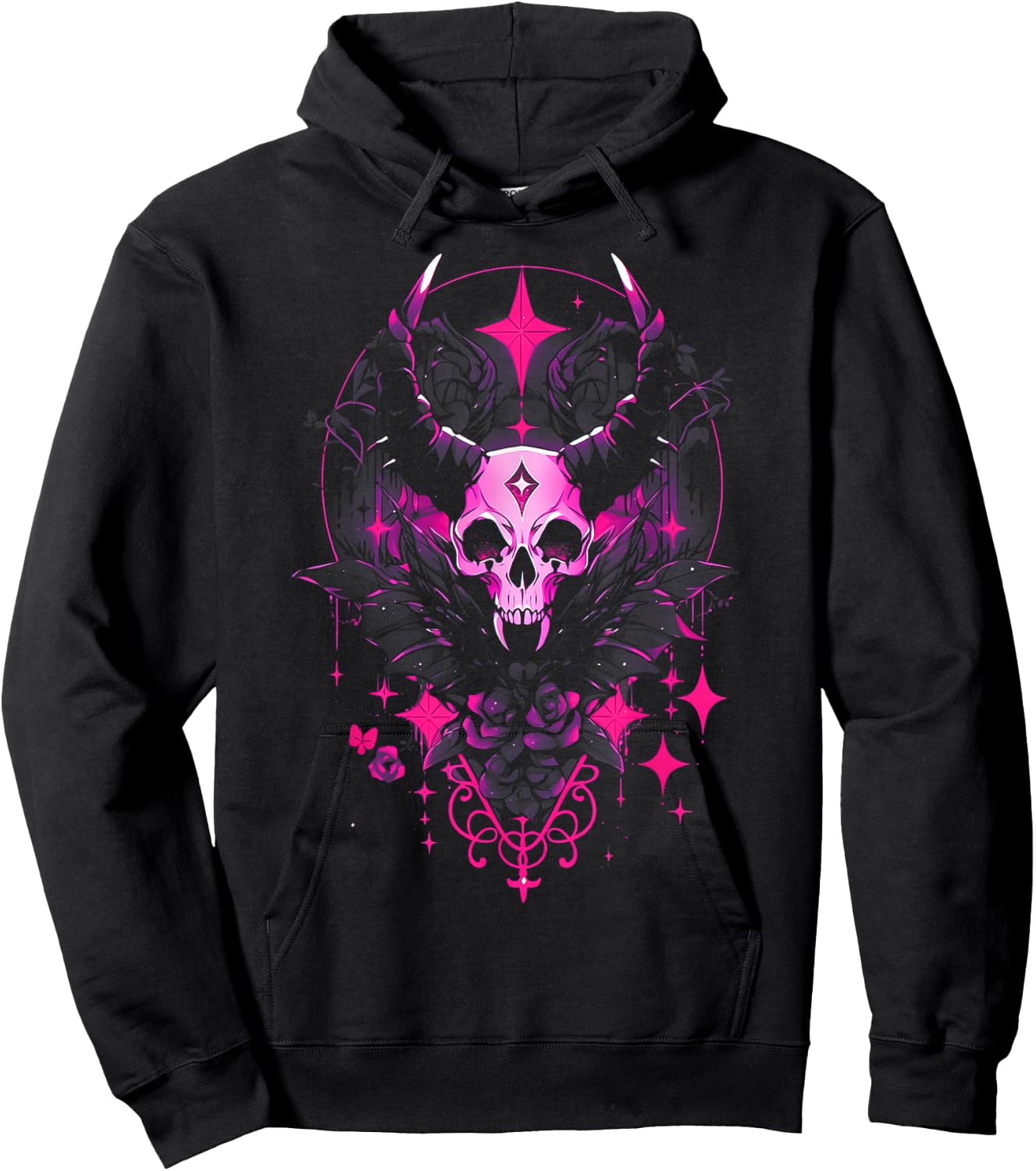 Pastel Goth Creepy Cute Yami Kawaii Spooky Gothic Skull Hoodie - Hoodie | Black