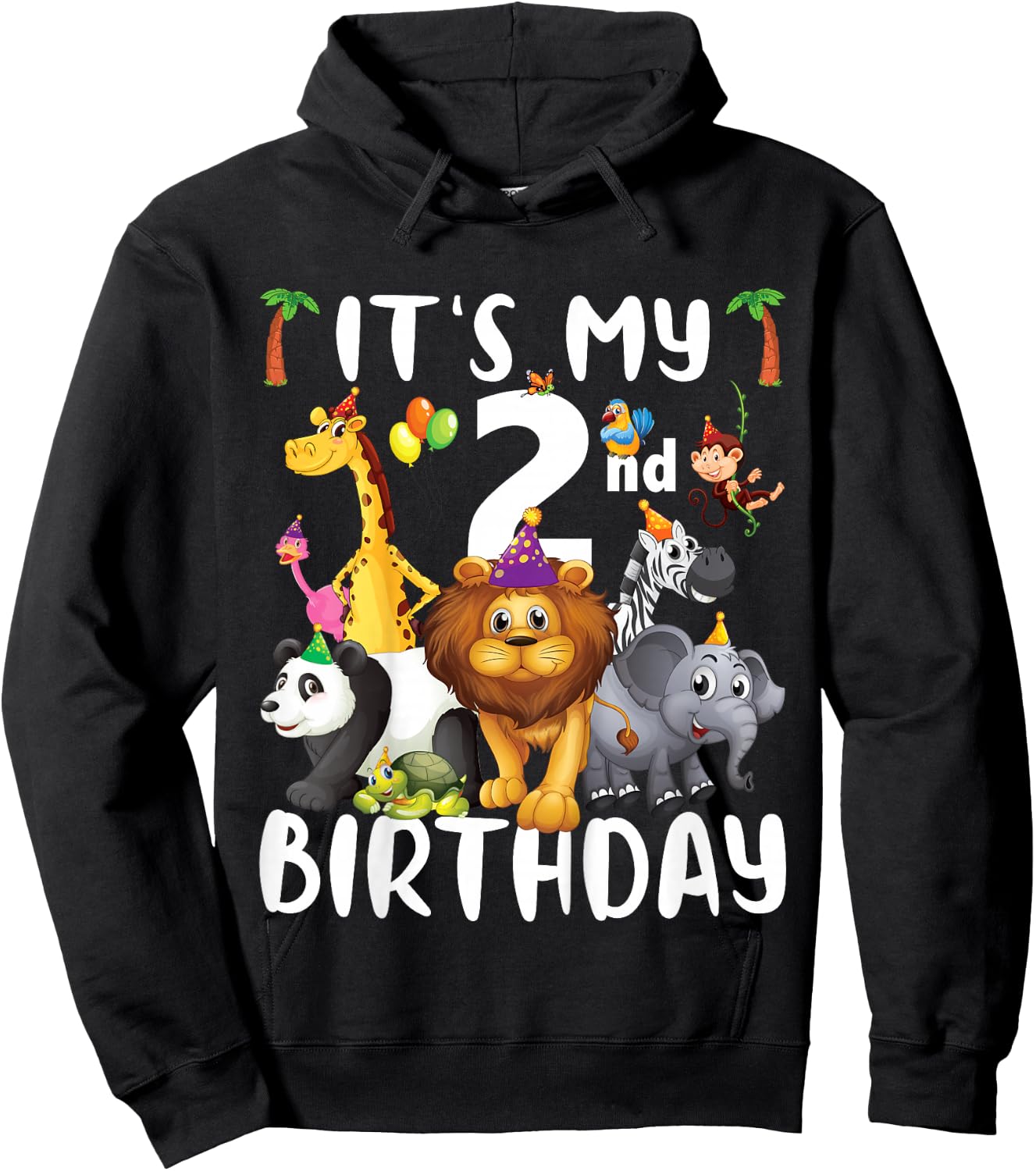 Its My 2nd Birthday Zoo Shirt Safari Jungle Animals Lover Hoodie - Hoodie | Black