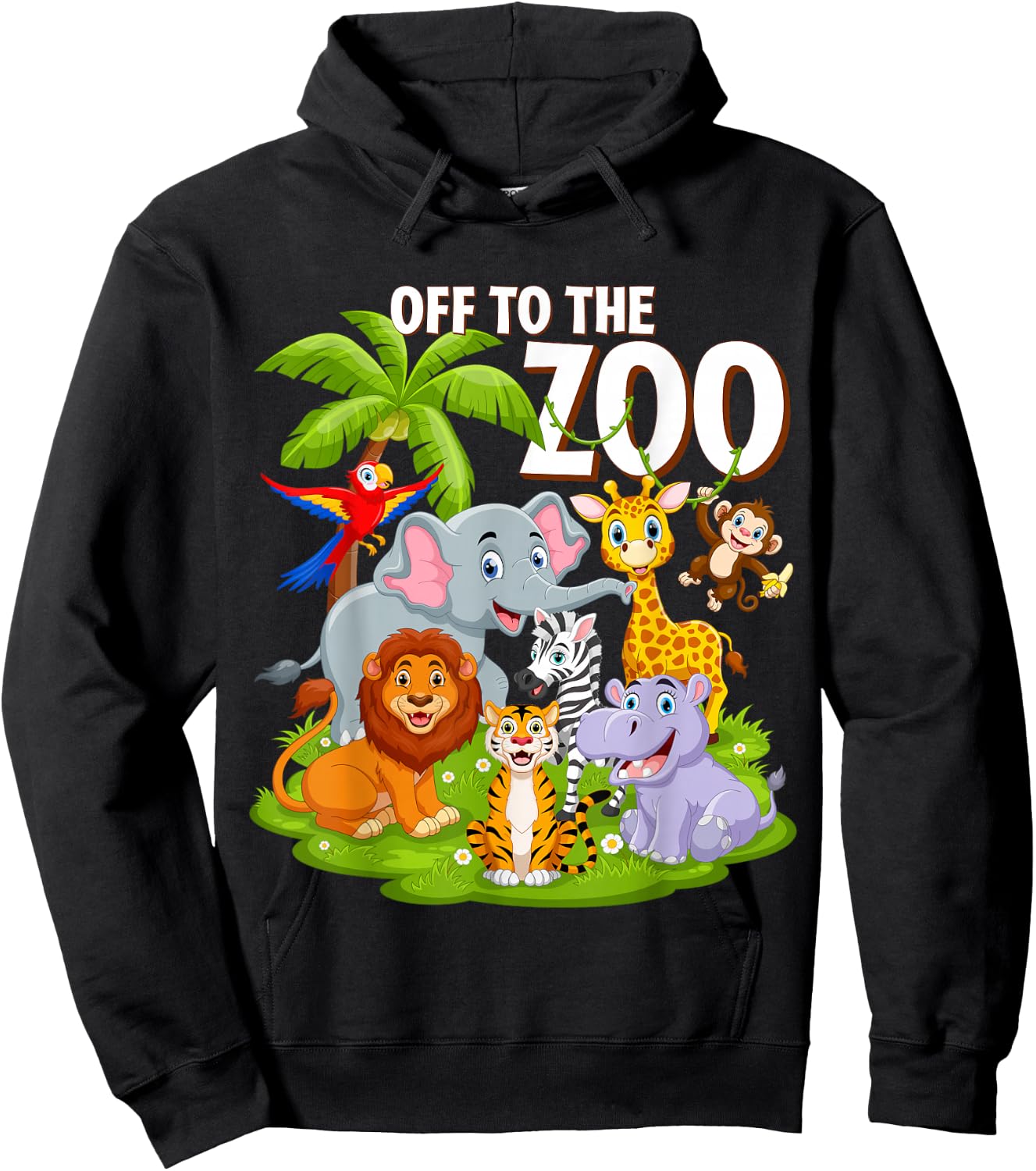 Safari Zoo Birthday Party Wild Zoo Animals Teacher Toddlers Hoodie - Hoodie | Black