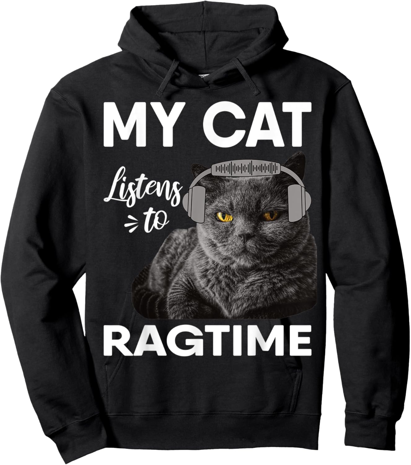My Cat Listens To Ragtime Music Men Women Hoodie - Hoodie | Black