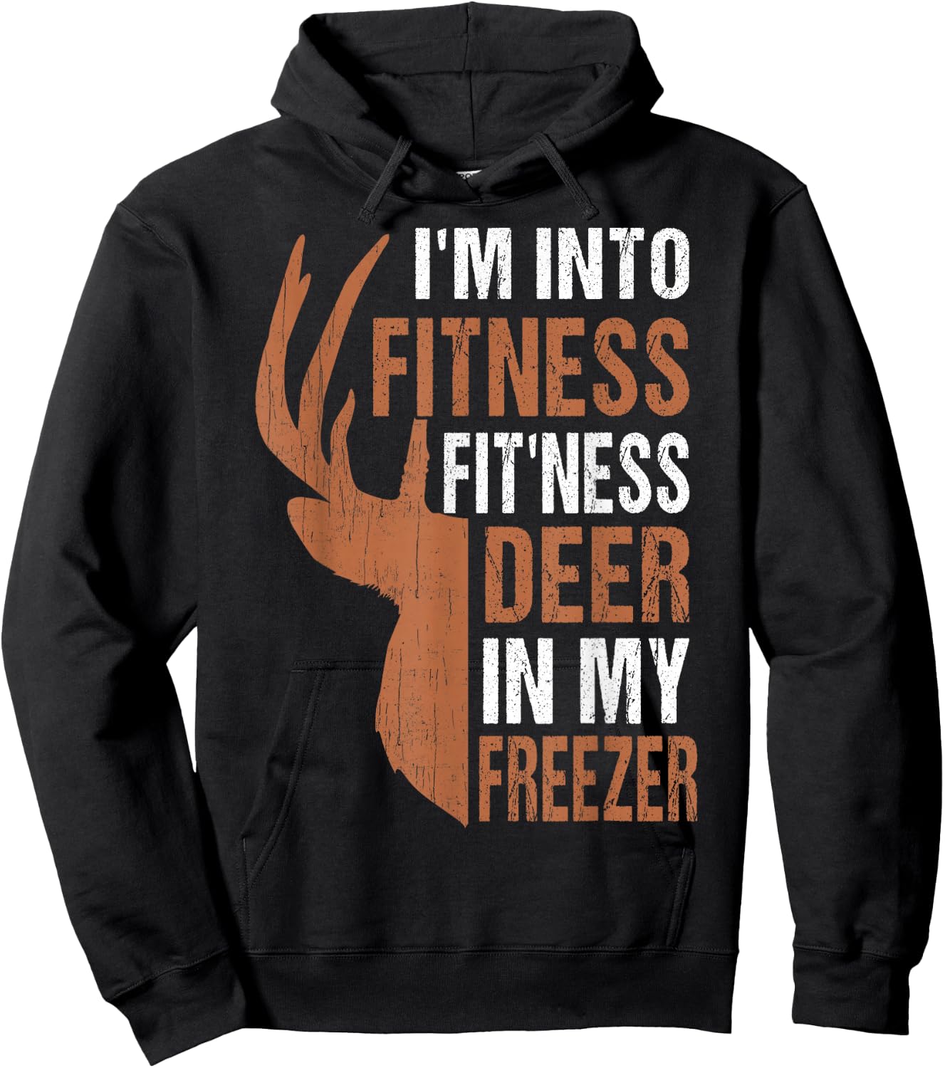 Funny Deer Hunting Dad Fitness Deer Freezer Gag Hunter Gift Hoodie - Hoodie | Black