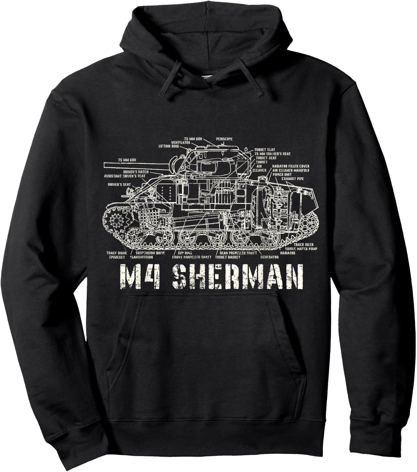 M4 Sherman WWII Army Tank Military Hoodie - Hoodie | Black