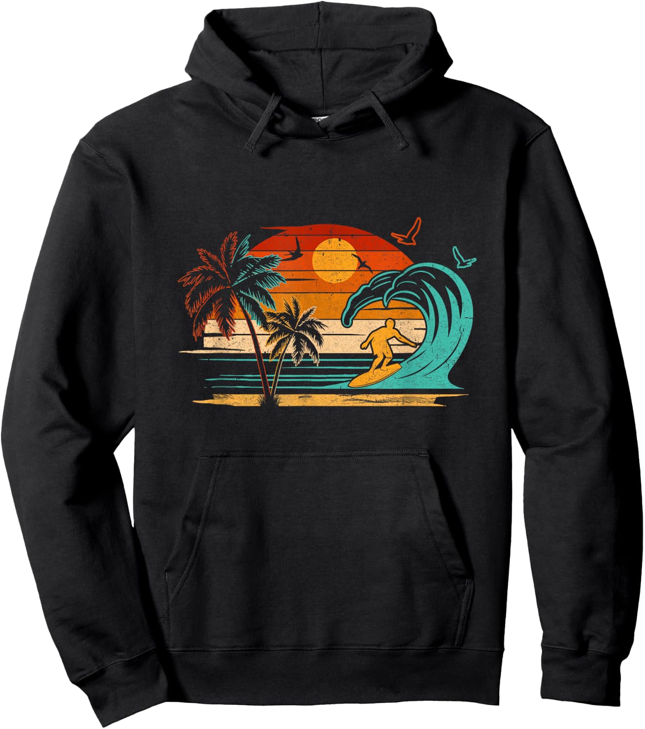 Vintage Surfer Retro Surfing Beach Surf Hoodie - Hoodie | Black