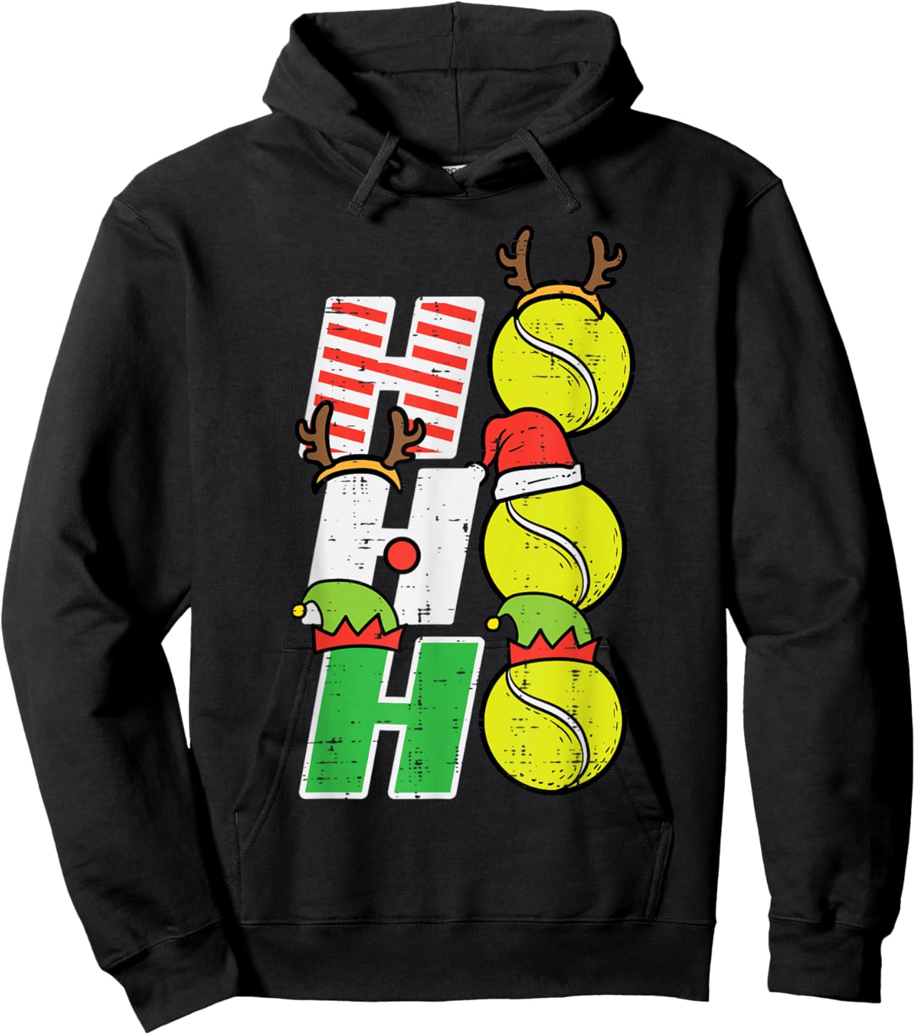 Christmas Tennis Ho Ho Ho Funny Xmas Sports Men Women Kids Hoodie - Hoodie | Black