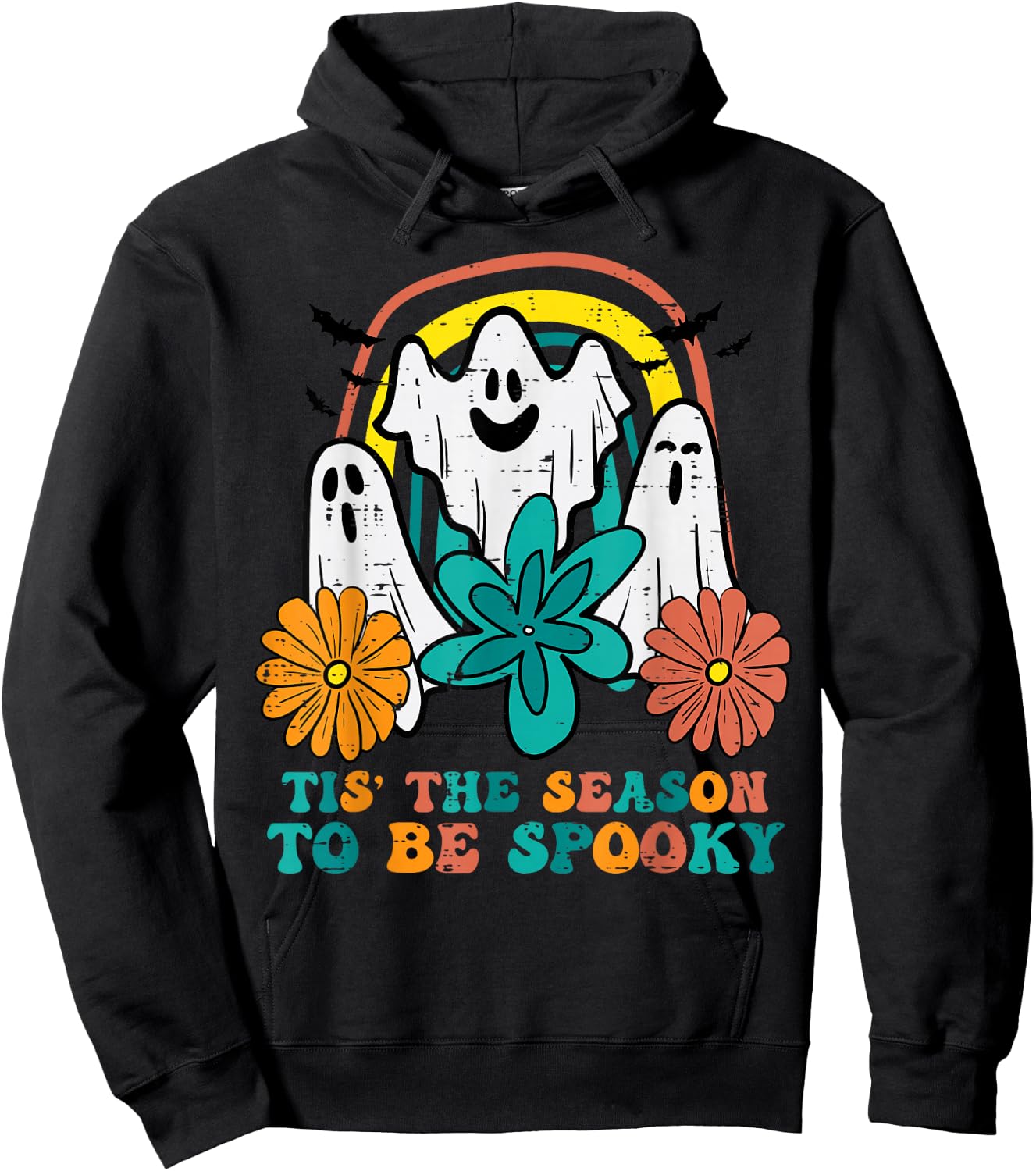Ghosts Tis The Season To Be Spooky Retro Halloween Women Hoodie - Hoodie | Black