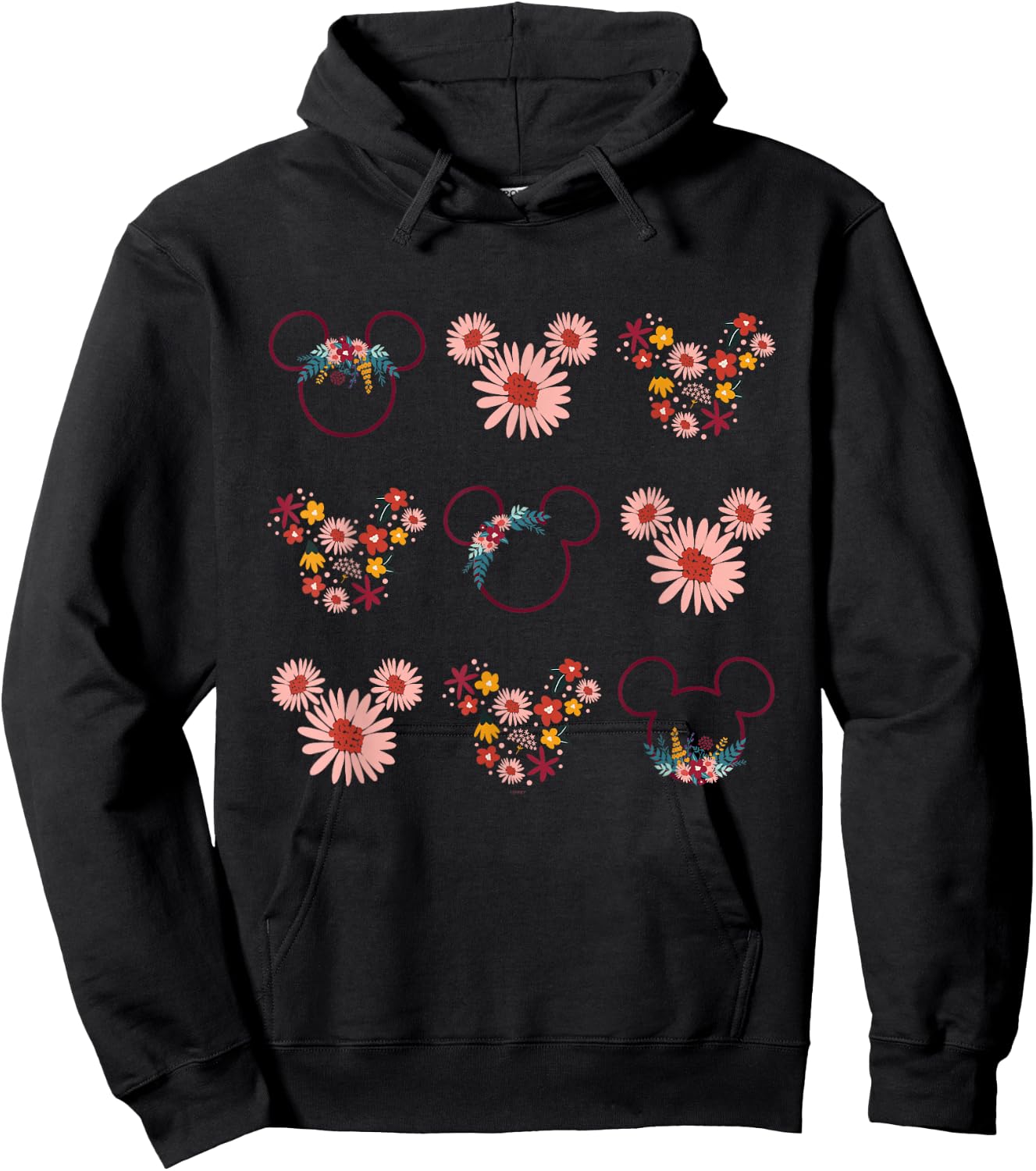 Disney Mickey Mouse Flowers and Daisy Print Hoodie - Hoodie | Black