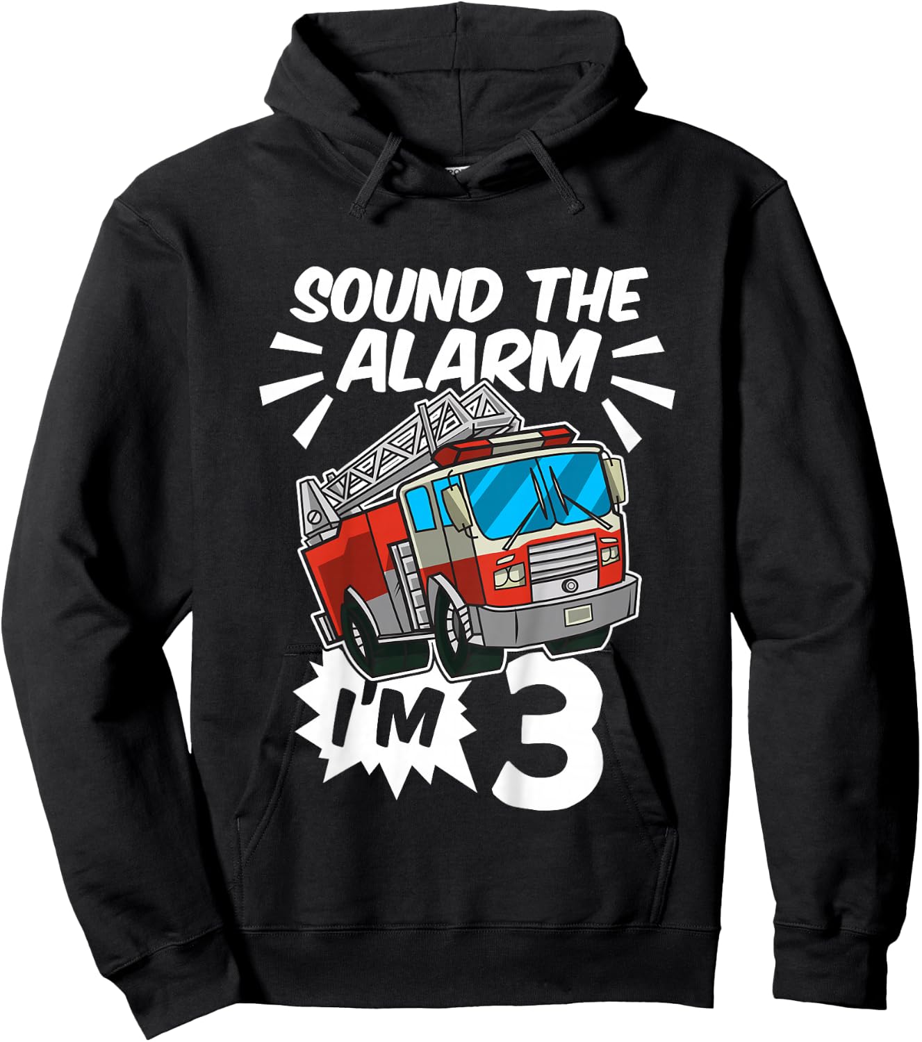 Kids Firefighter I'm 3 Birthday Fire Truck 3rd Birthday Hoodie - Hoodie | Black
