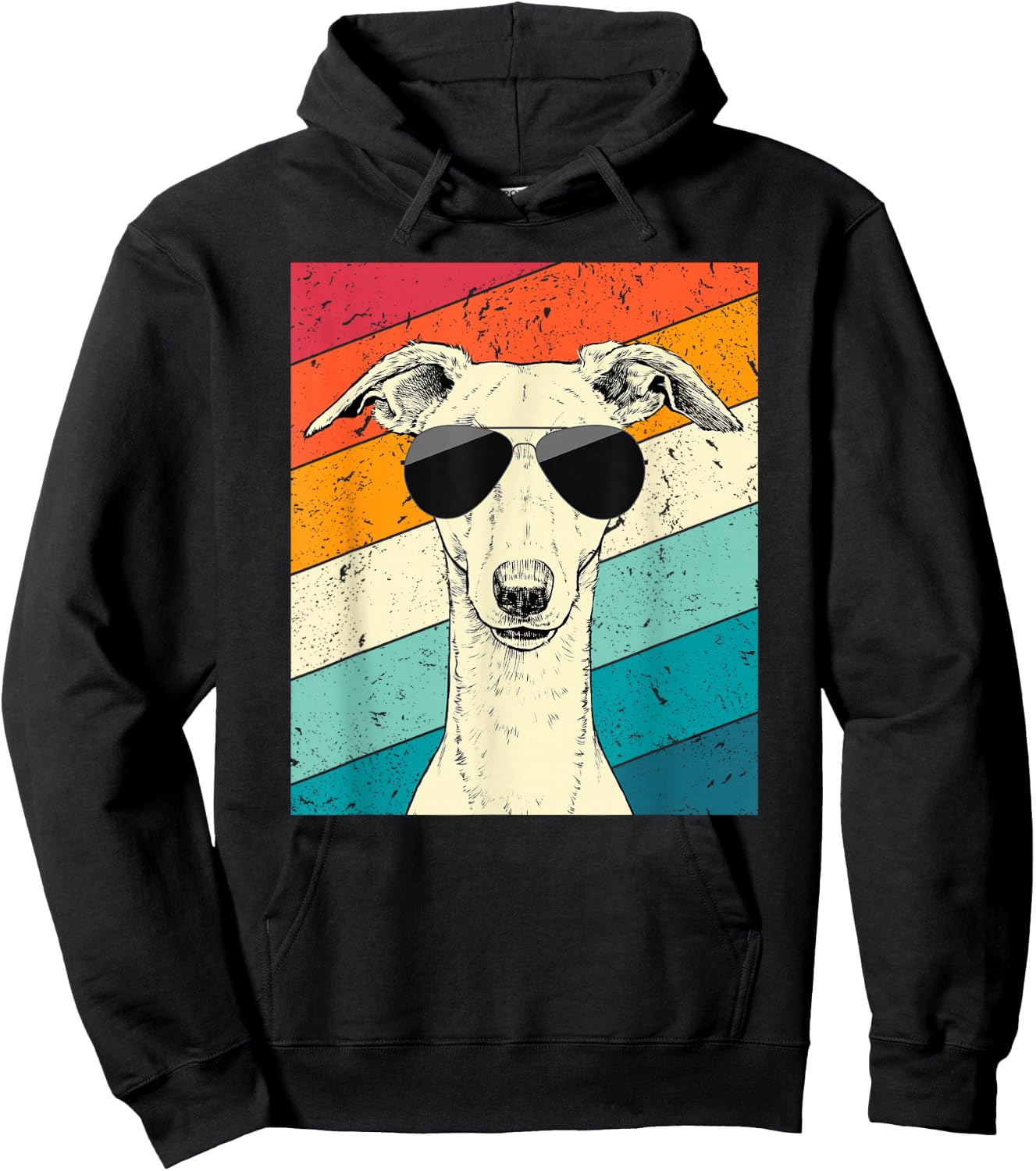 Retro Vintage Whippet with Sunglasses Dog Lovers Hoodie - Hoodie | Black