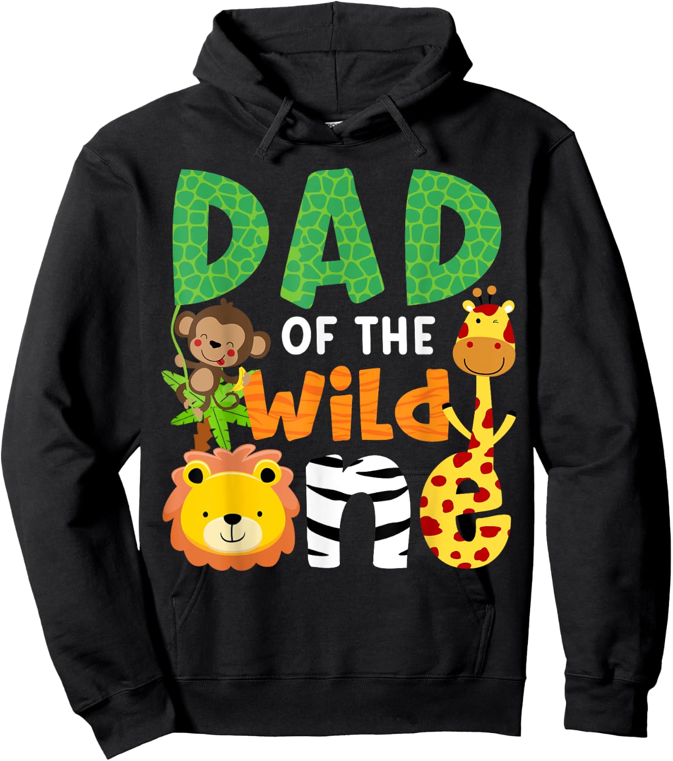 Dad of the Wild One Zoo Theme Birthday Safari Jungle Animals Hoodie - Hoodie | Black