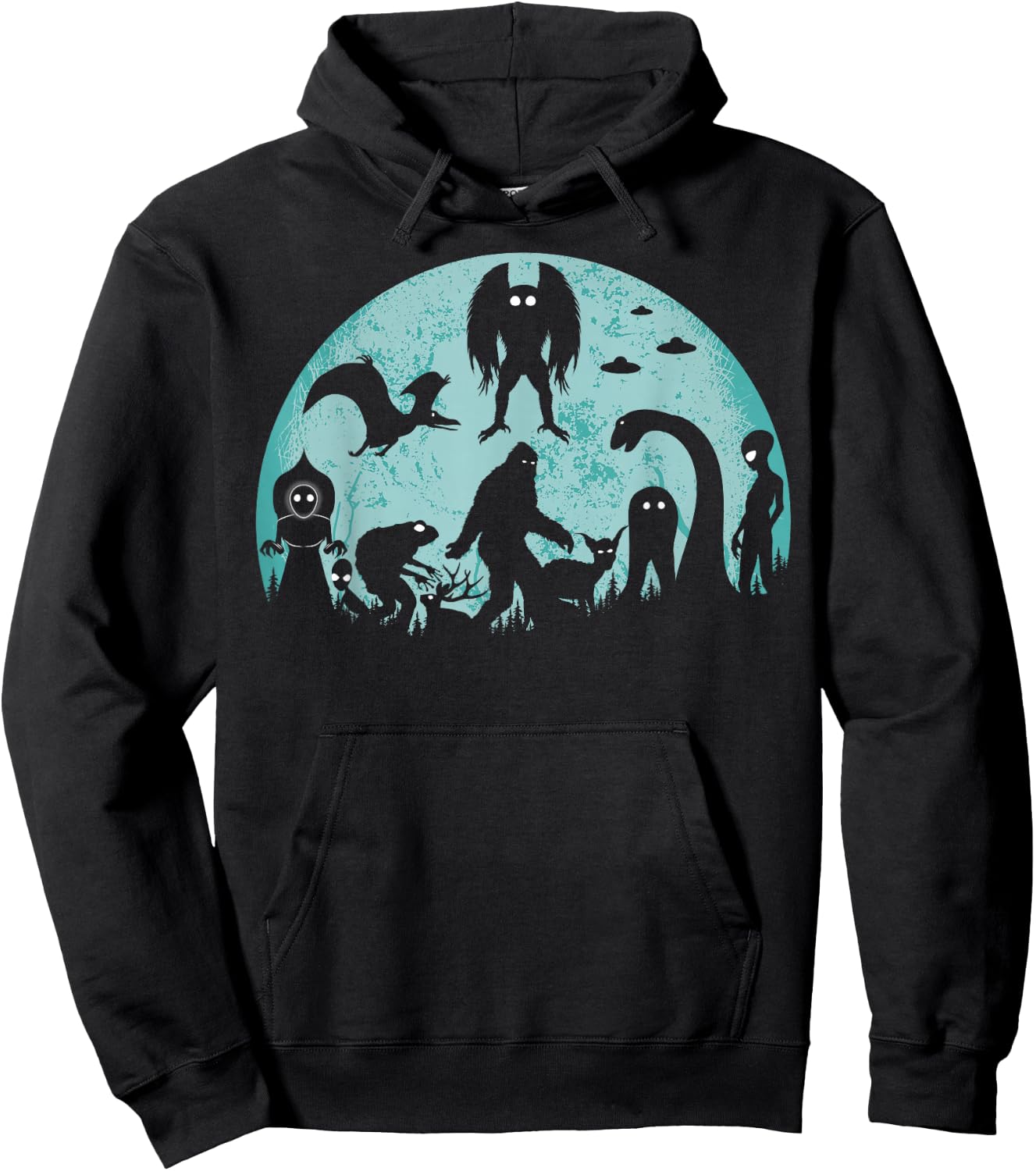 Bigfoot Loch Ness Monster Mothman And Aliens Funny Cryptid Hoodie - Hoodie | Black