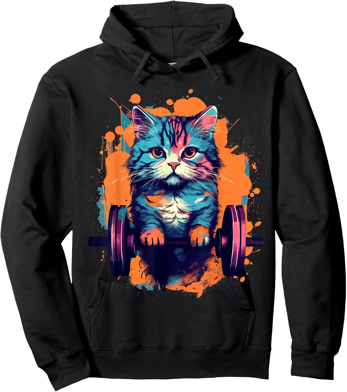 Gym, Workout or Fitness Gift Funny Cat in a Gym Women Hoodie - Hoodie | Black