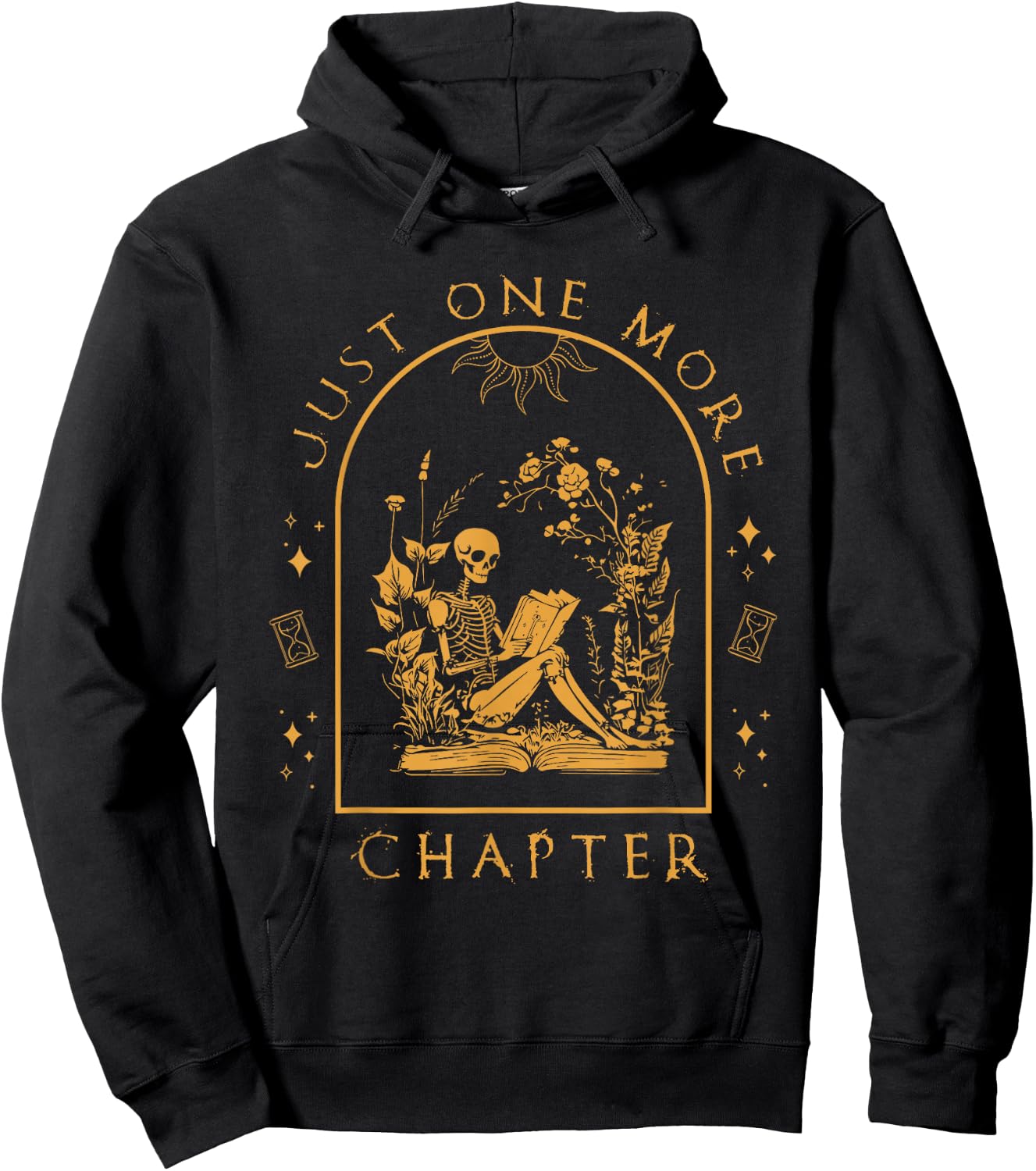 Just One More Chapter Vintage Skeleton Reading Book Reader Hoodie - Hoodie | Black