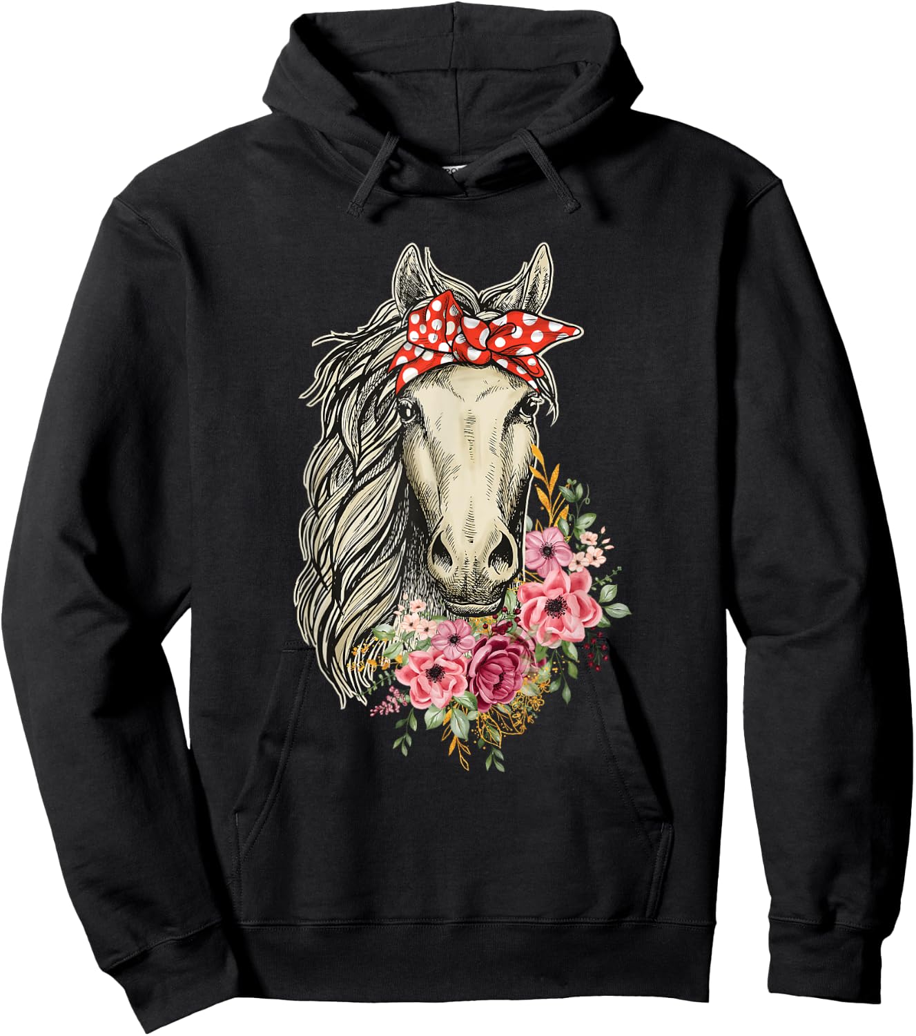 Horse Bandana - Horses Animal Horseman Horseback Equestrian Hoodie - Hoodie | Black