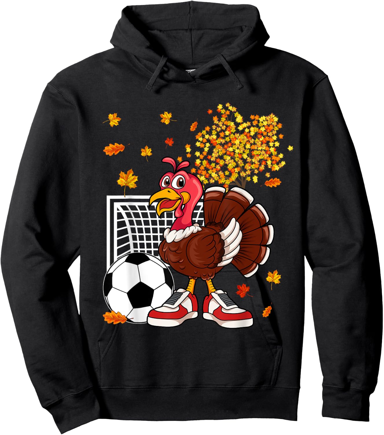 Turkey Playing Soccer Thanksgiving Player Coach Fall Lover Hoodie - Hoodie | Black