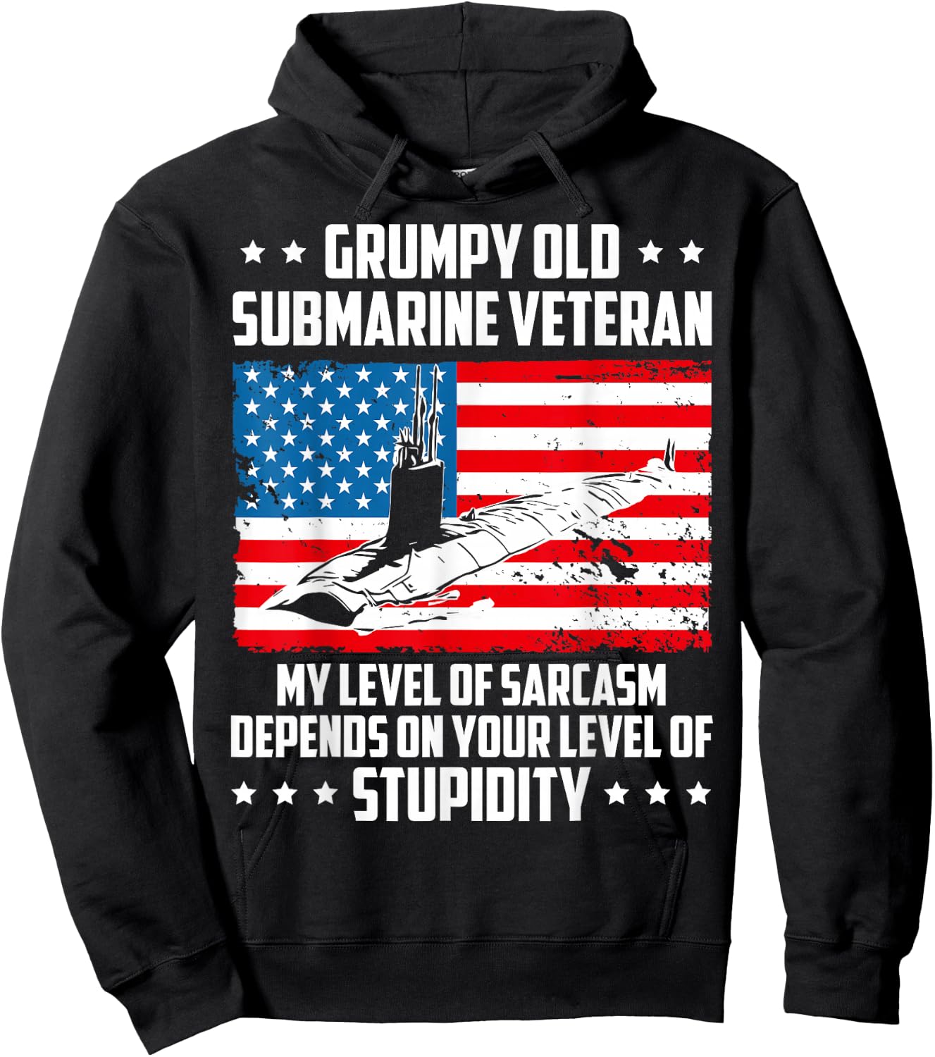 Funny Grumpy Old Submarine Veteran My Level of Sarcasm Hoodie - Hoodie | Black