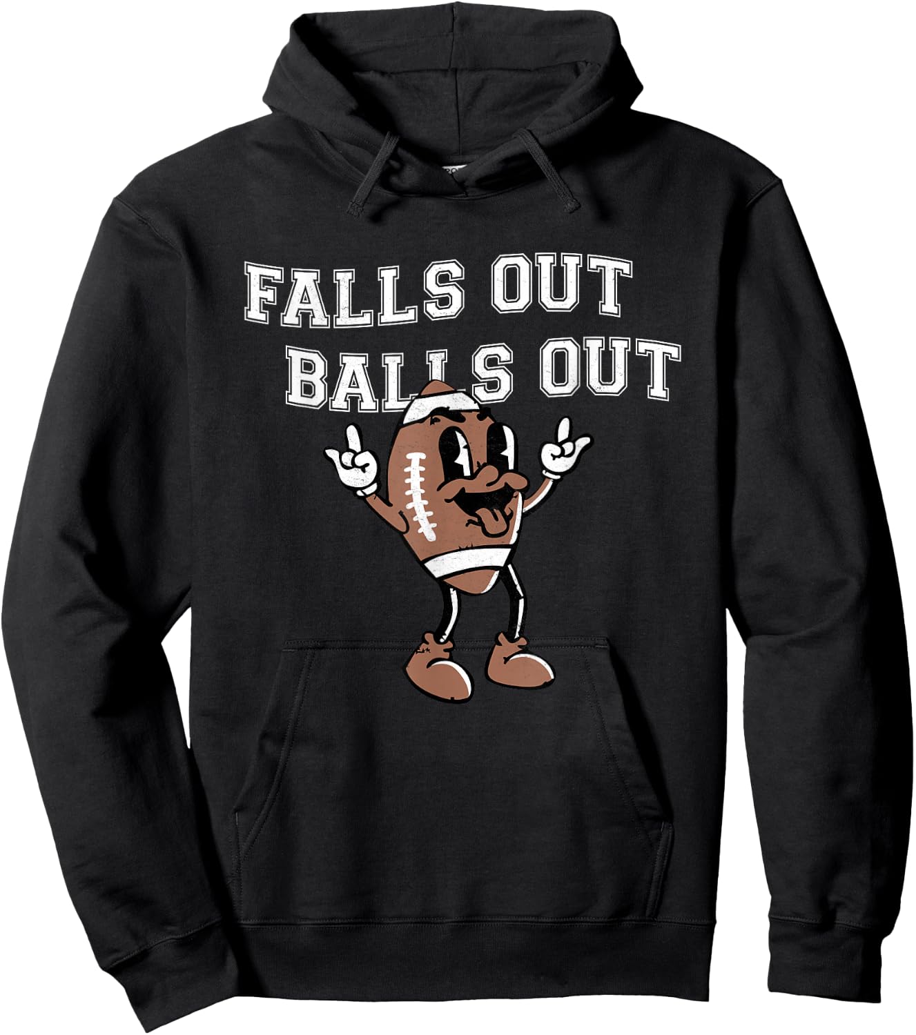 Retro Falls Out Balls Out Football Lover Thanksgiving Outfit Hoodie - Hoodie | Black