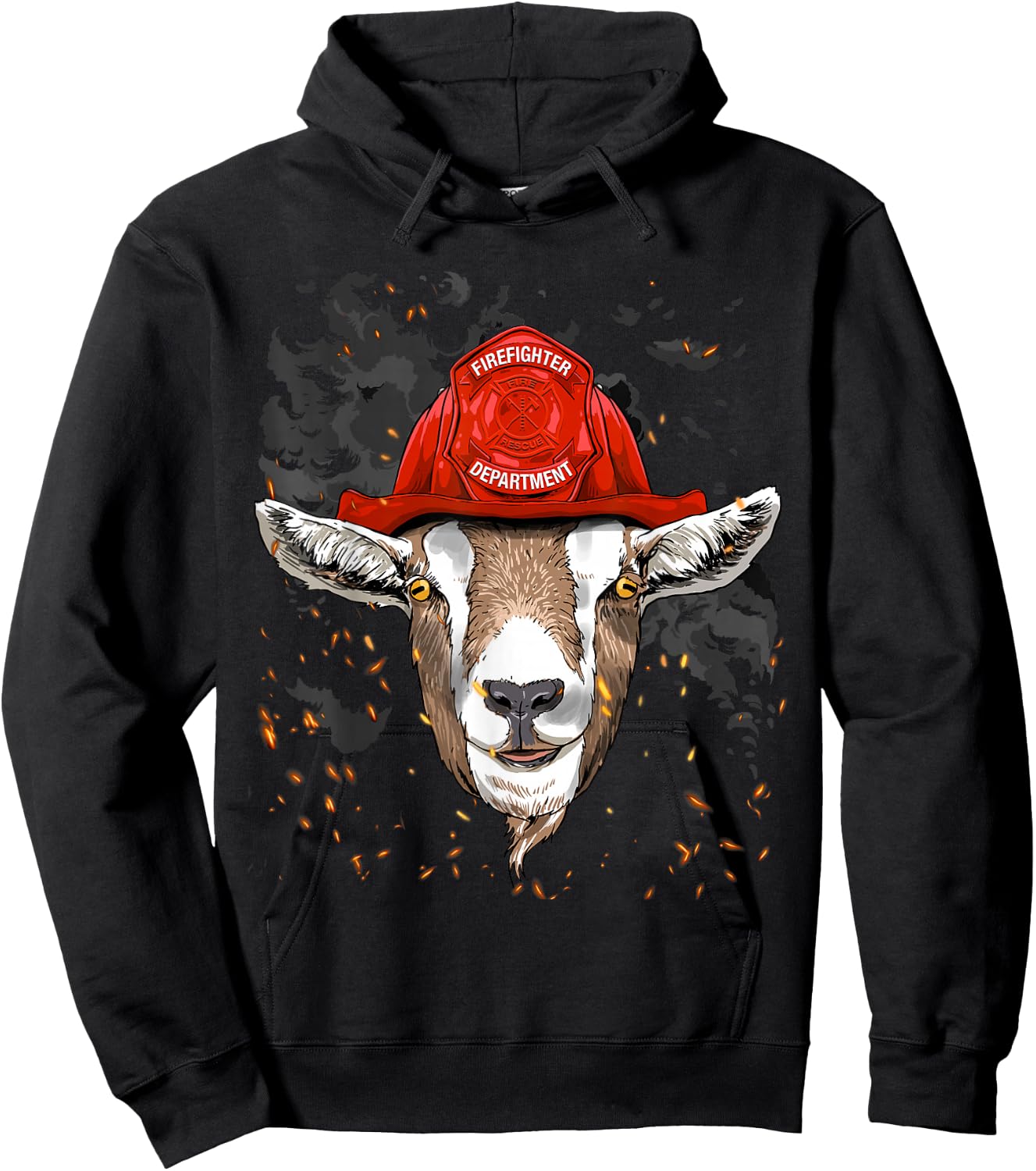 Firefighter Goat Fire Department Fireman Farmer Goat Lover Hoodie - Hoodie | Black
