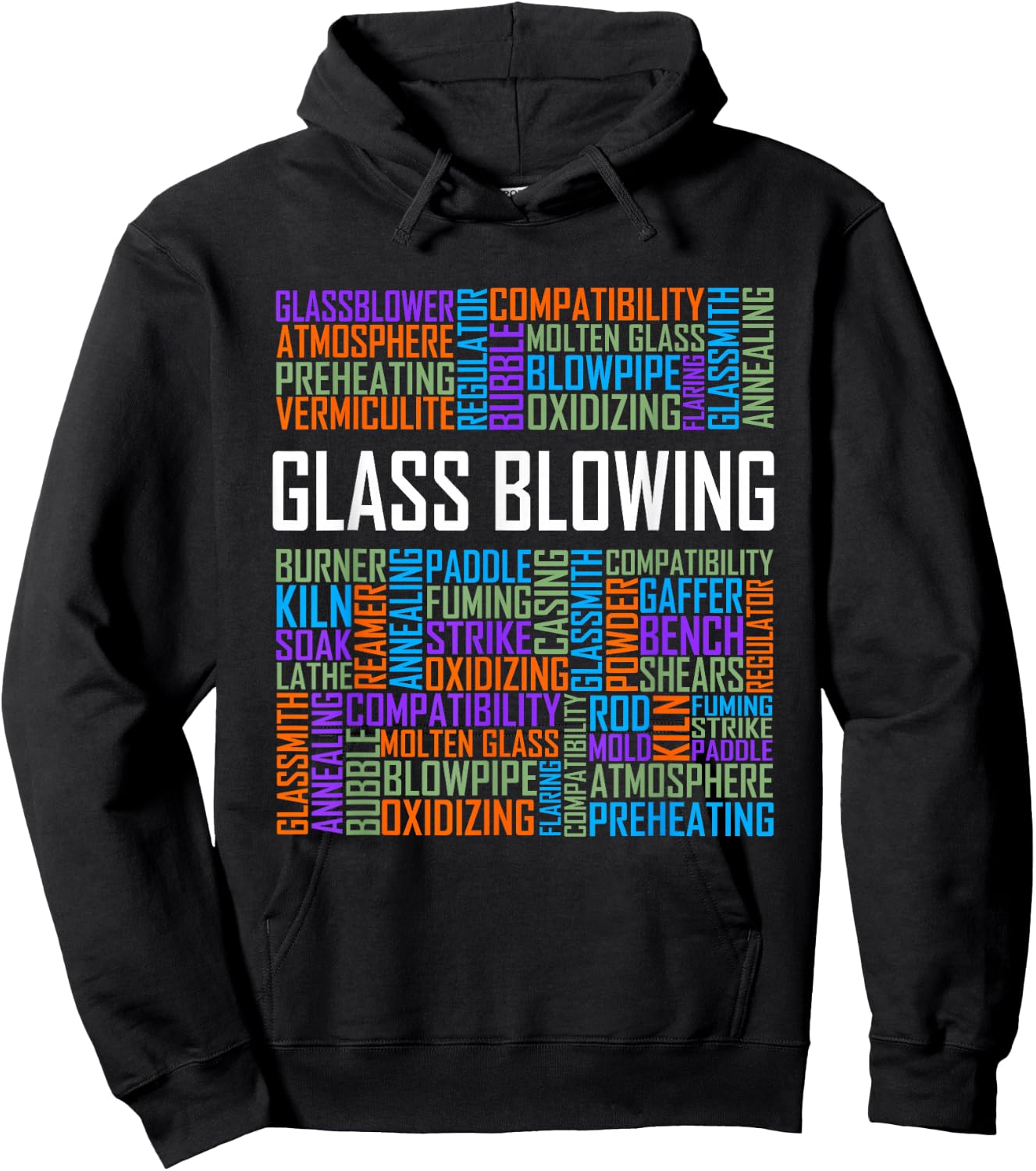Glass Blowing Words Glassblowing Lover Blower Glassmith Art Hoodie - Hoodie | Black