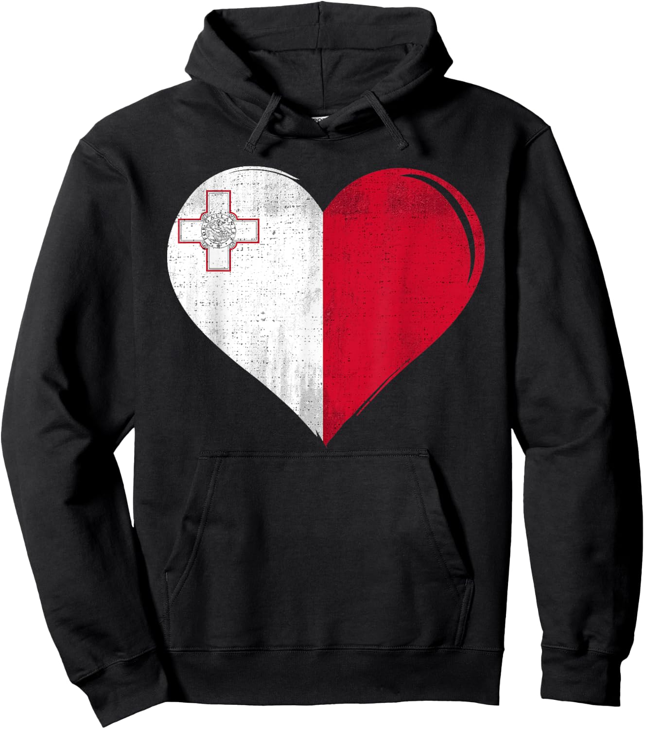 Vintage Malta Flag Heart For Maltese Hoodie - Hoodie | Black