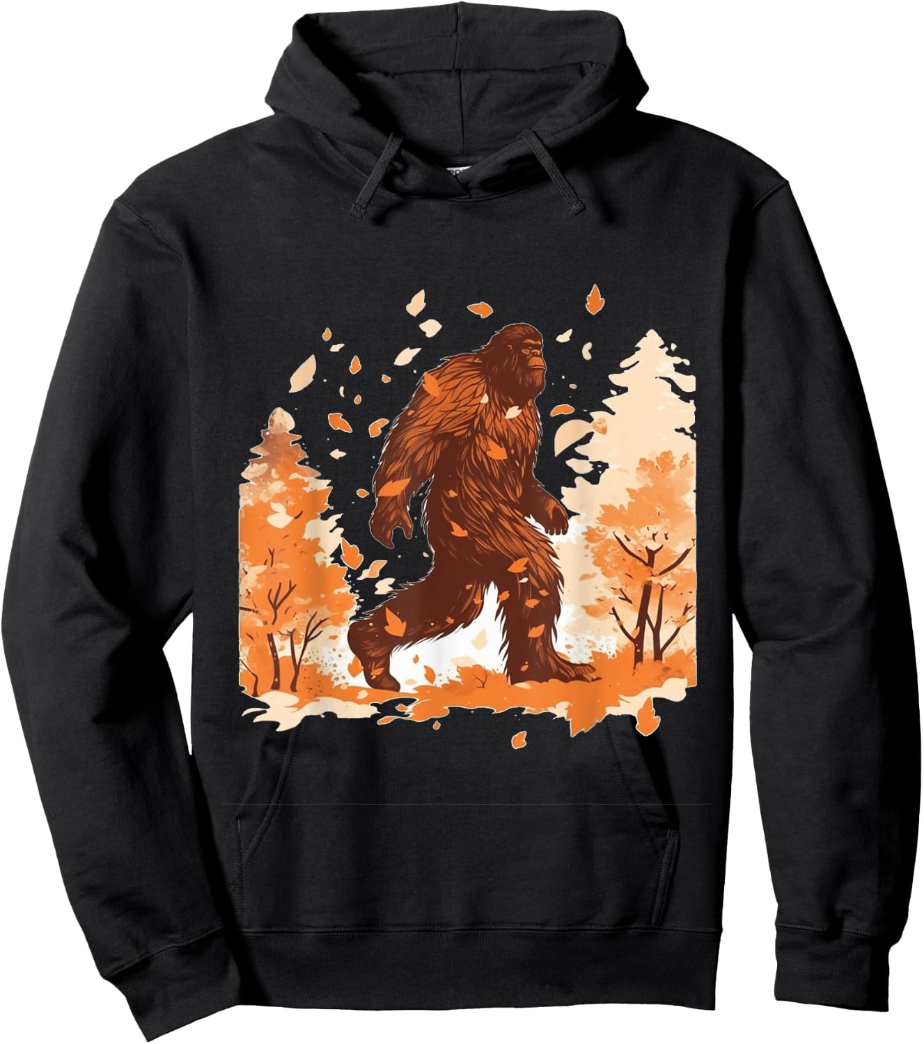 Bigfoot Fall Leaves Thanksgiving Day Sasquatch Autumn Hoodie - Hoodie | Black