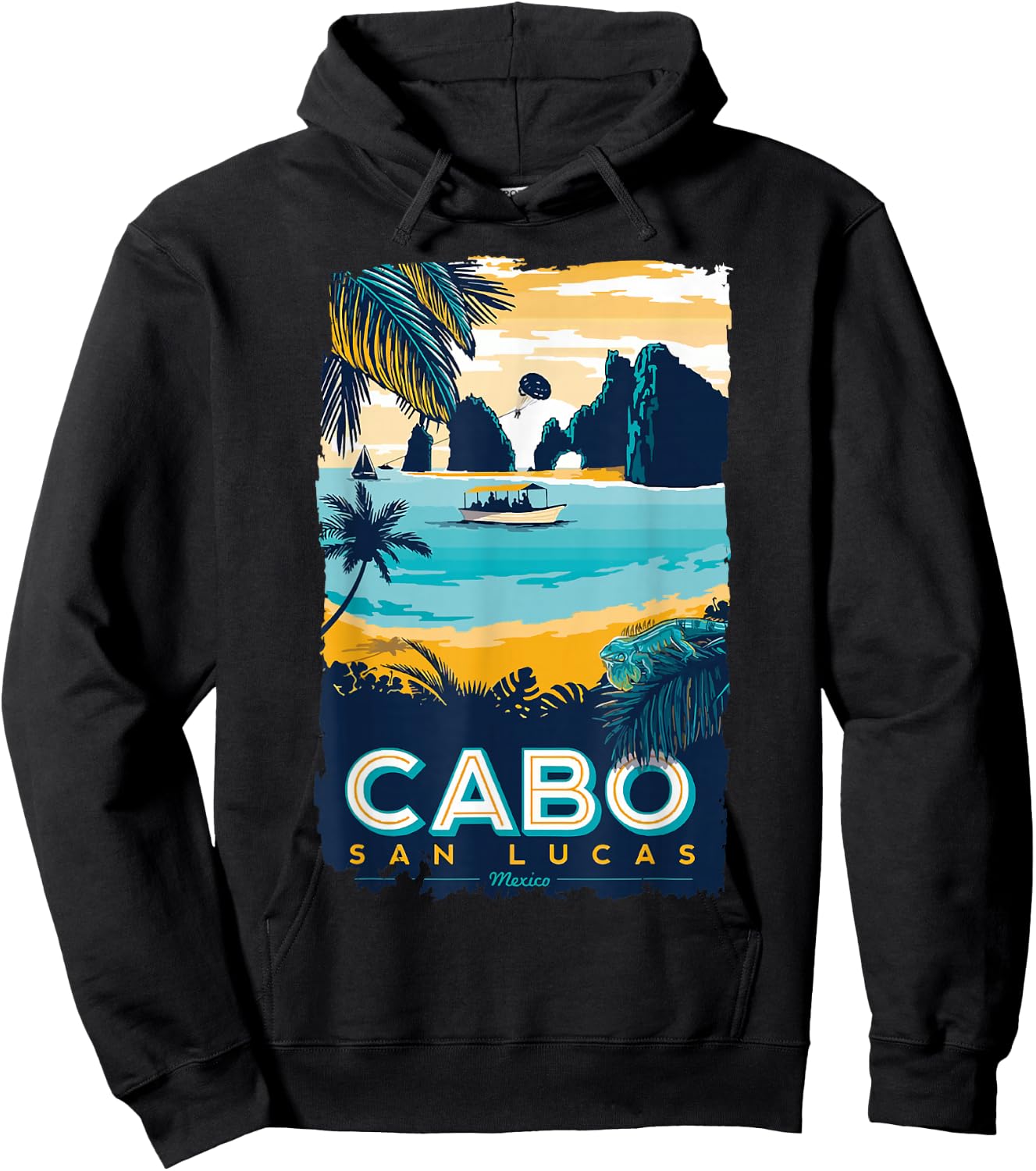 Cabo San Lucas Tropical Beach Mexico Travel Vintage Hoodie - Hoodie | Black