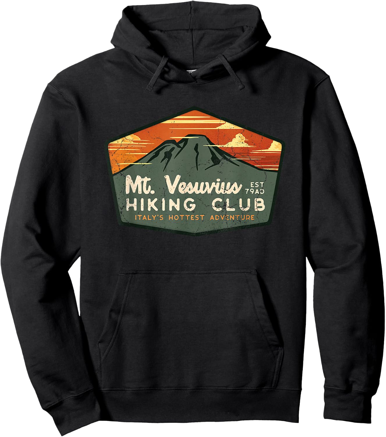 Retro Vesuvius Hiking Tourism For Italy Travel Vintage Hoodie - Hoodie | Black